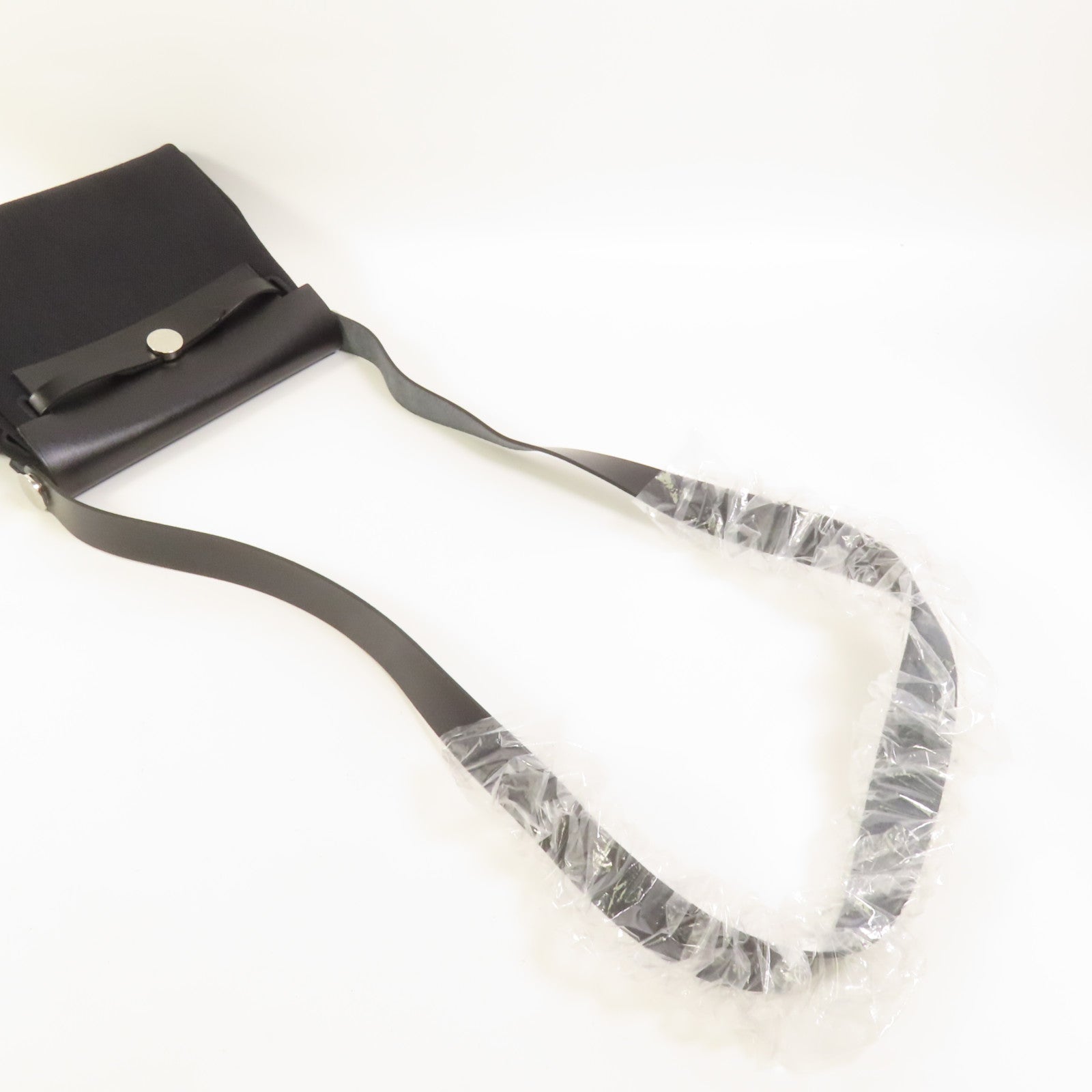 HERMES 帆布Mini Herbag銀扣肩背袋Noir