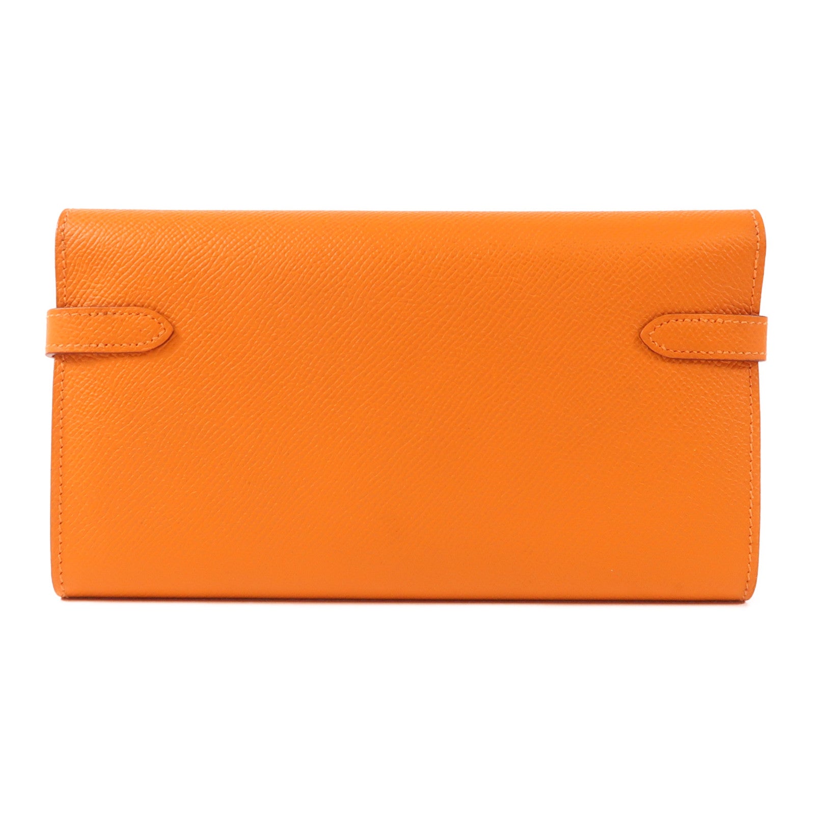 HERMES Epsom皮革Kelly Wallet金扣長錢包Orange