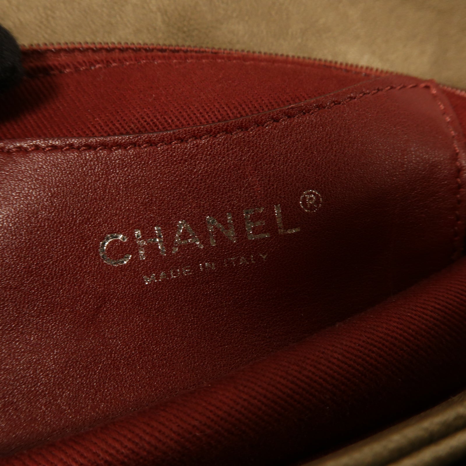 CHANEL 【激減優惠】Caviar皮革Chain Shoulder Bag銀扣鏈帶肩背袋青銅色