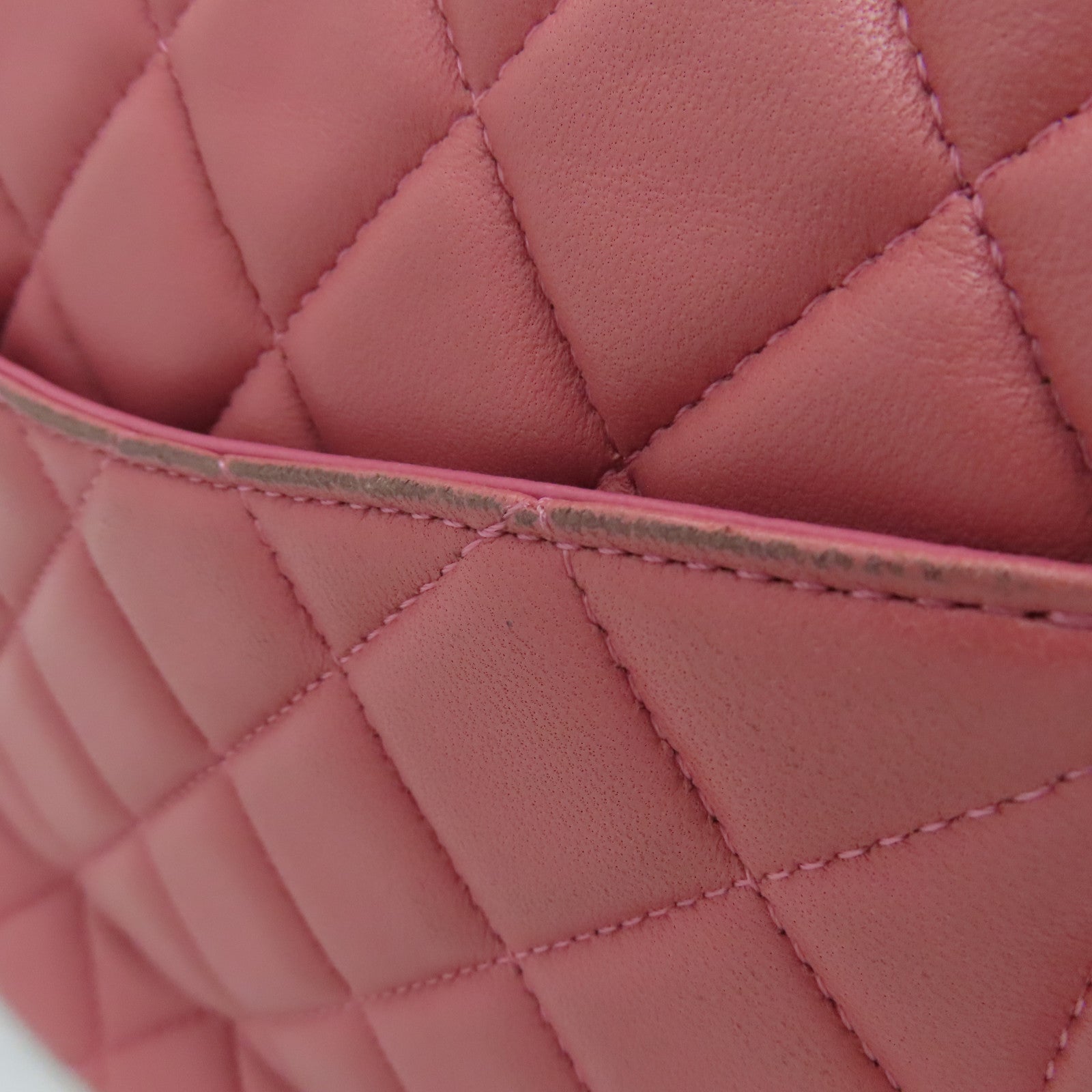 CHANEL 羊皮皮革Chain Shoulder链带肩背袋金扣粉红色