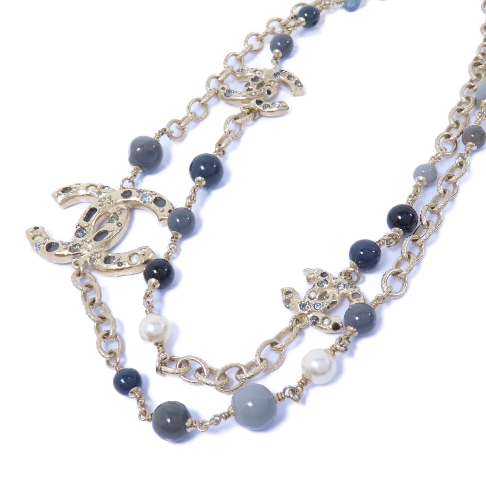 CHANEL 金屬Necklace項鍊金色/灰色