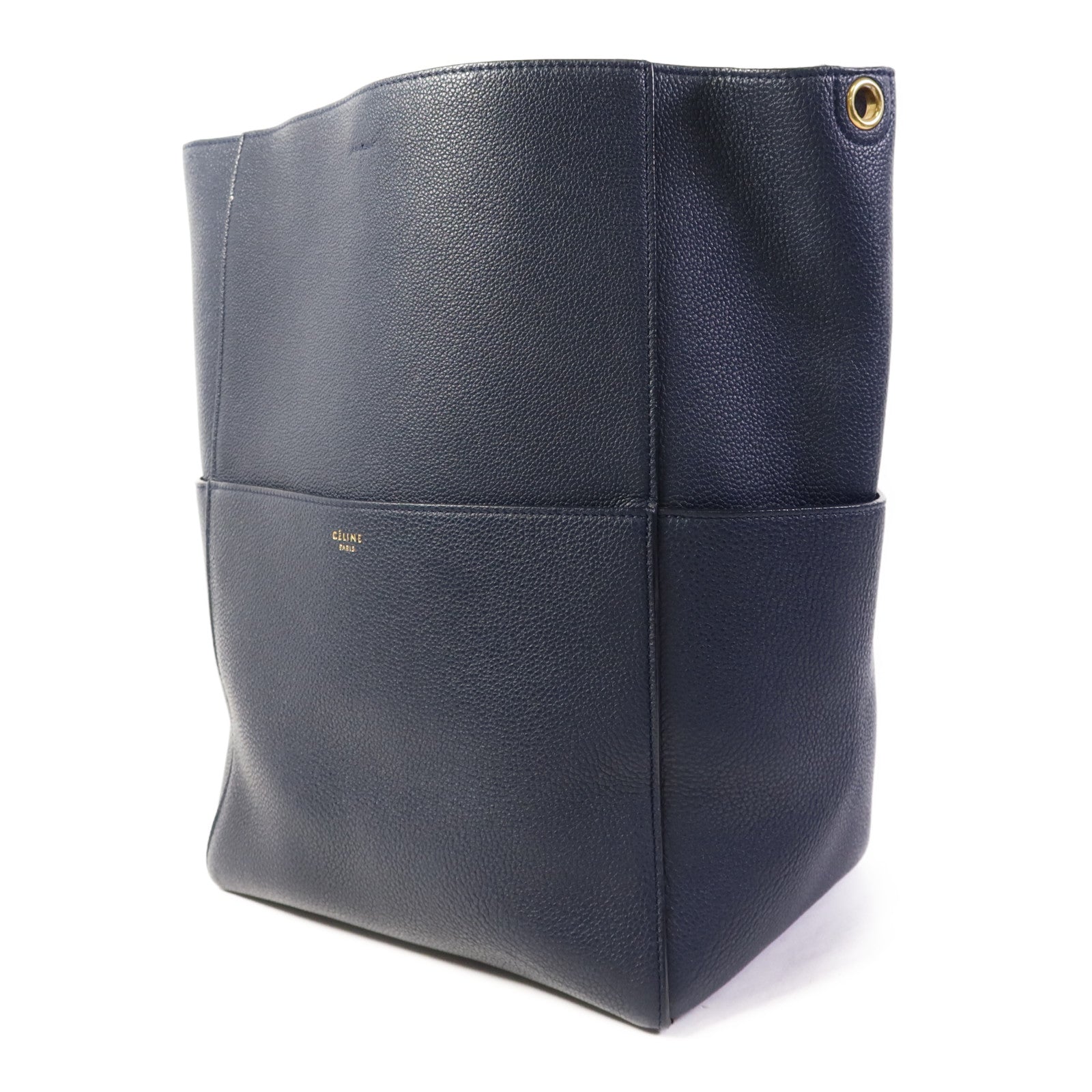 CELINE 牛皮皮革Sangle Bucket Bag Large金扣肩背袋