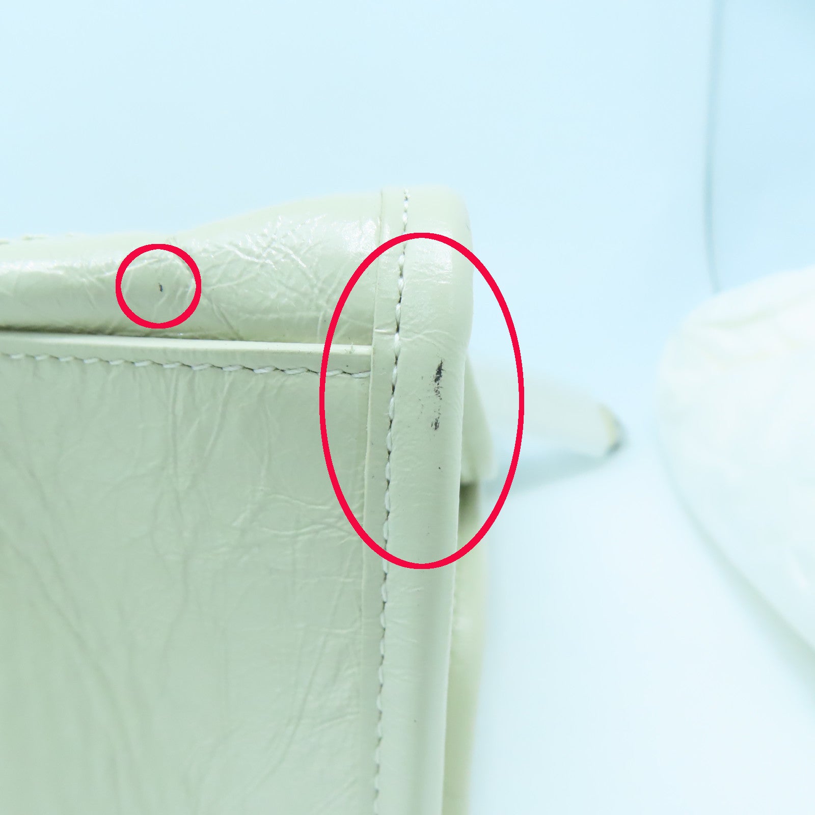 SAINT LAURENT 牛皮皮革Tote Bag銀扣鏈帶肩背袋米色