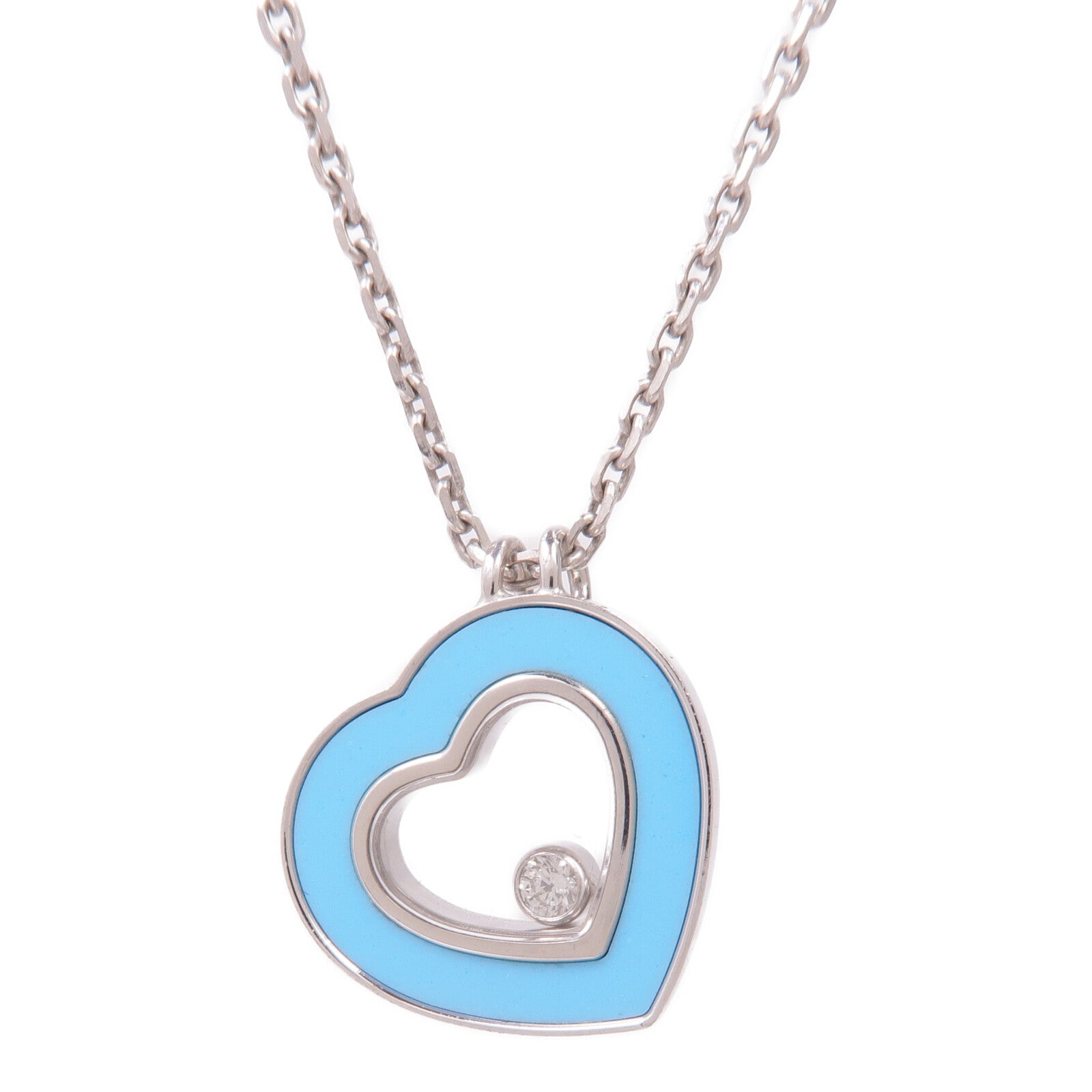 Chopard 18K白金Happy Diamond Necklace鑽石項鍊