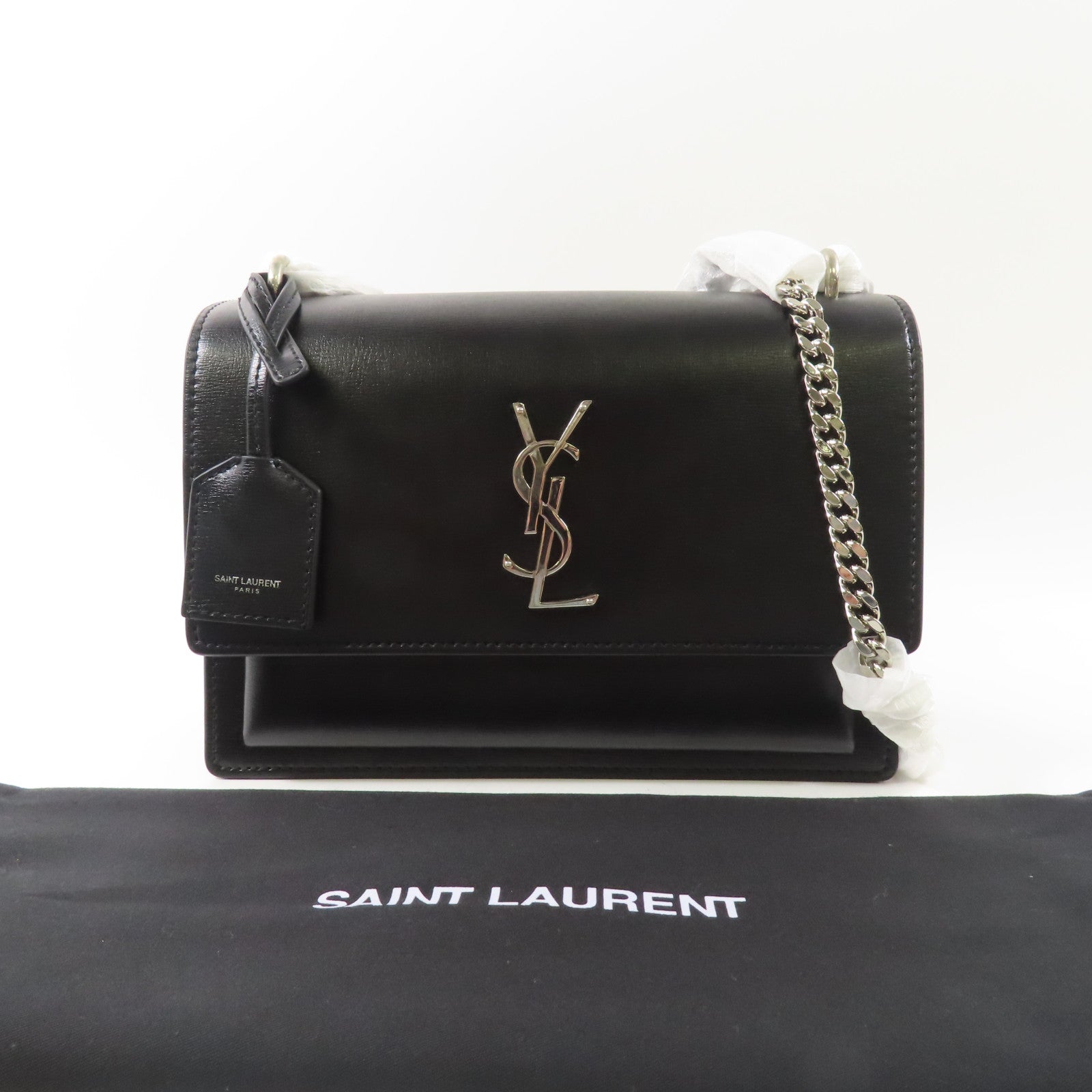 SAINT LAURENT 牛皮皮革Sunset Medium鏈帶肩背袋
