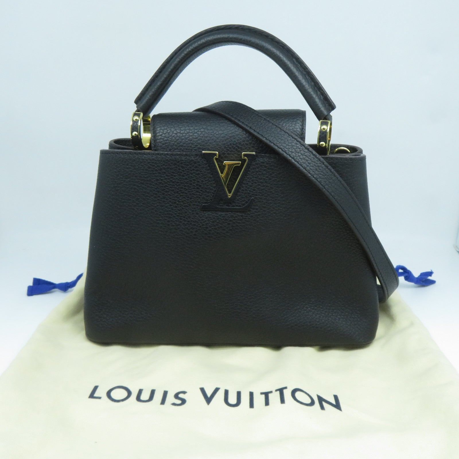 LOUIS VUITTON 【激減優惠】牛皮皮革Capucines BB金扣手挽肩背兩用袋黑色