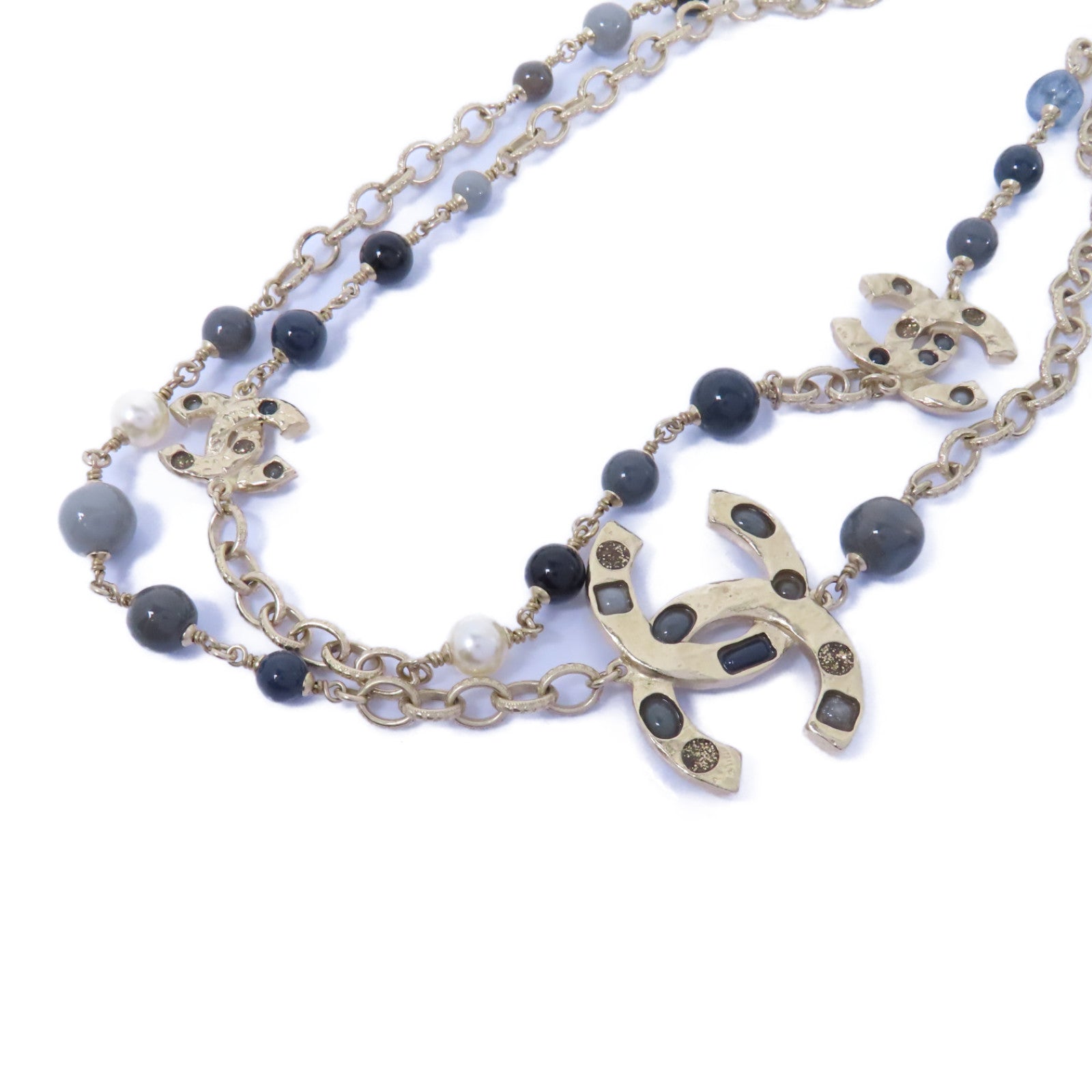 CHANEL 金屬Necklace項鍊金色/灰色
