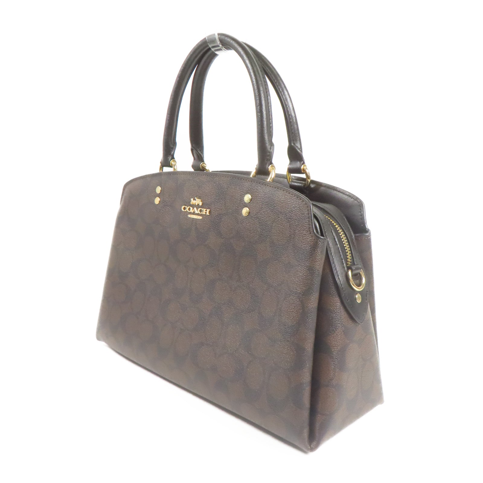 COACH 塗層帆布Shoulder Bag金扣手挽肩背兩用袋