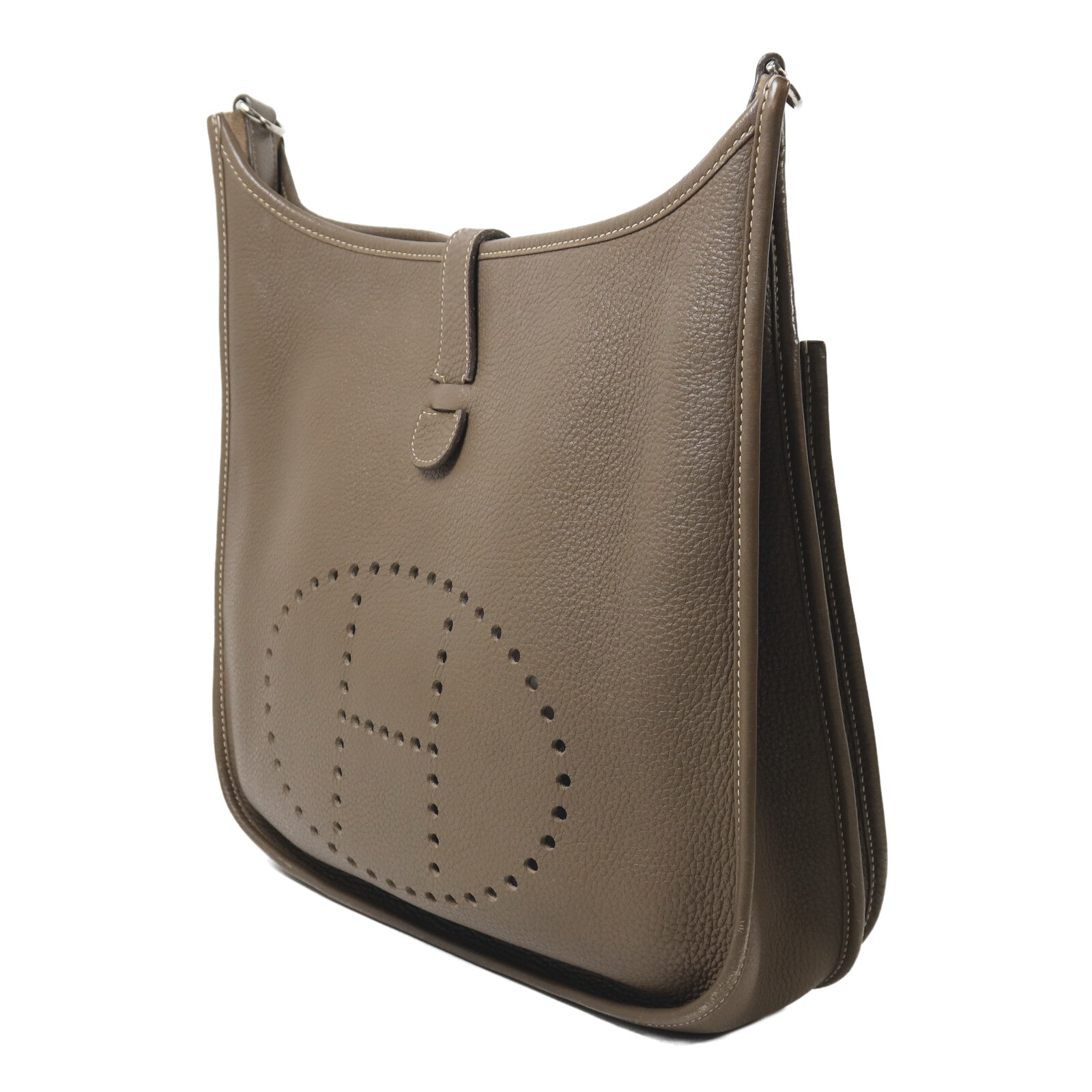HERMES Clemence皮革Evelyne PM肩背袋Etoupe