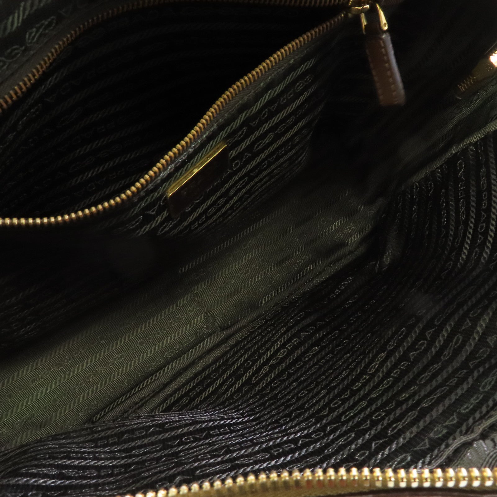 PRADA 牛皮皮革Shoulder Bag/Handbag金扣肩背袋/手挽袋啡色