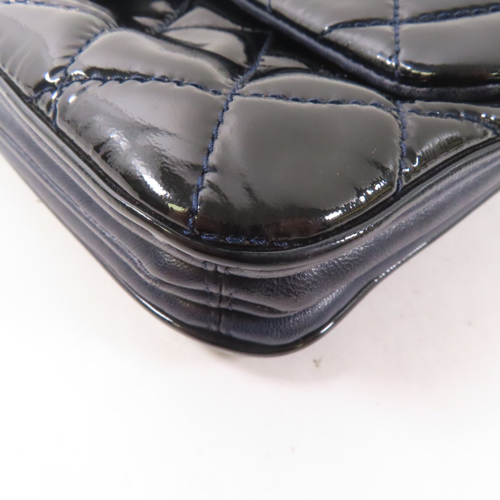 CHANEL 漆皮皮革Chain Shoulder Bag銀扣鏈帶肩背袋黑色