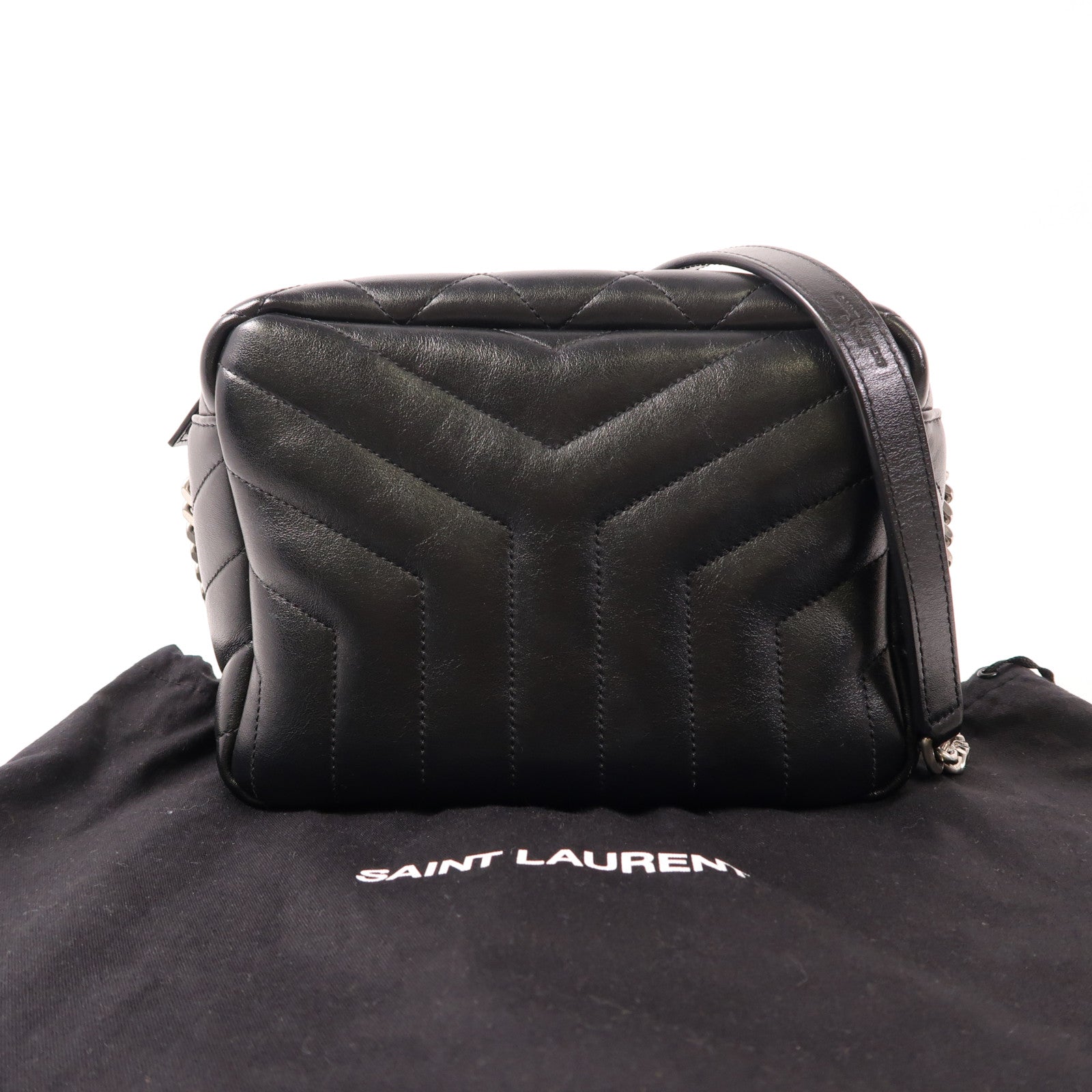 SAINT LAURENT 牛皮皮革Loulou Bag銀扣鏈帶肩背袋