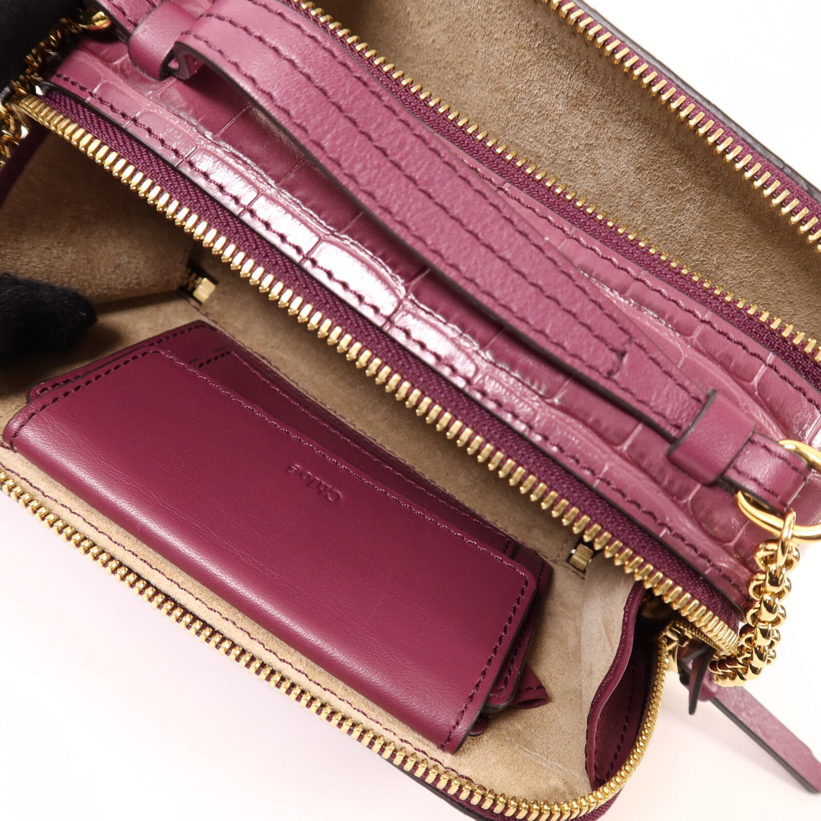 Chloe 牛皮皮革Mini C Bag金扣鏈帶手挽肩背兩用袋