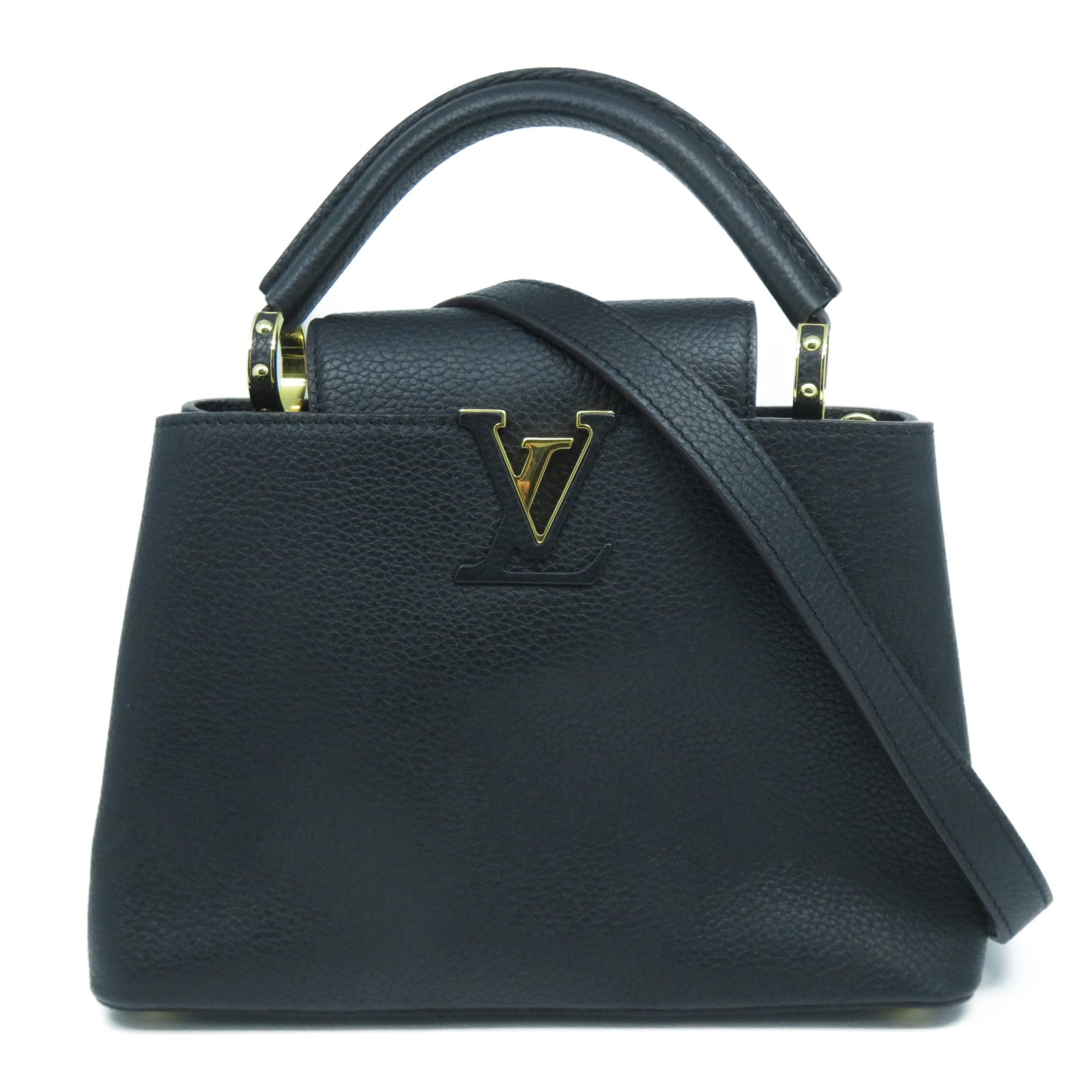 LOUIS VUITTON 【激減優惠】牛皮皮革Capucines BB金扣手挽肩背兩用袋黑色