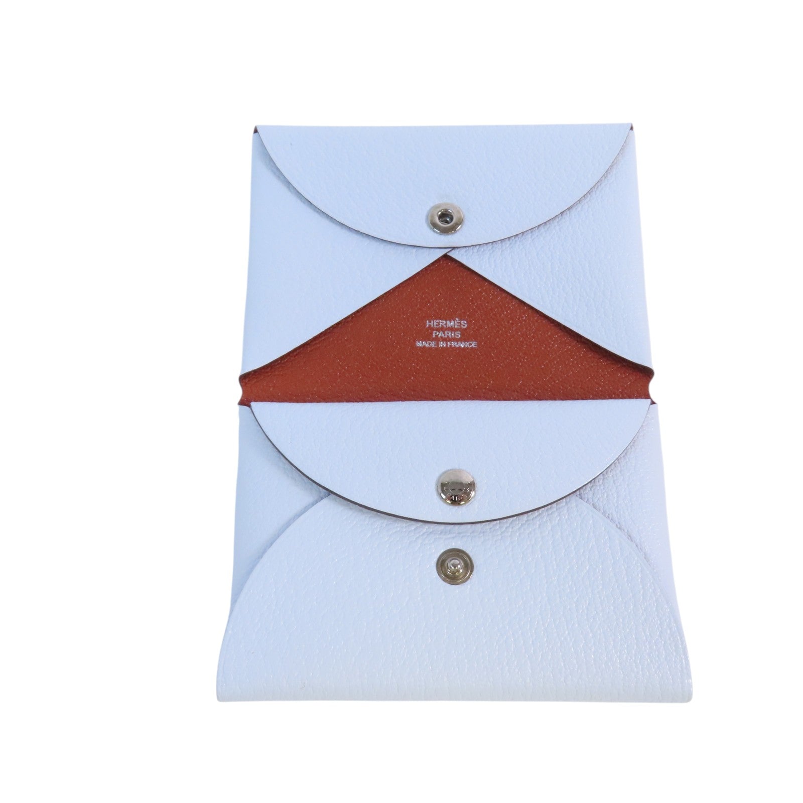 HERMES Chevr皮革Calvi Duo Card Case銀扣卡套