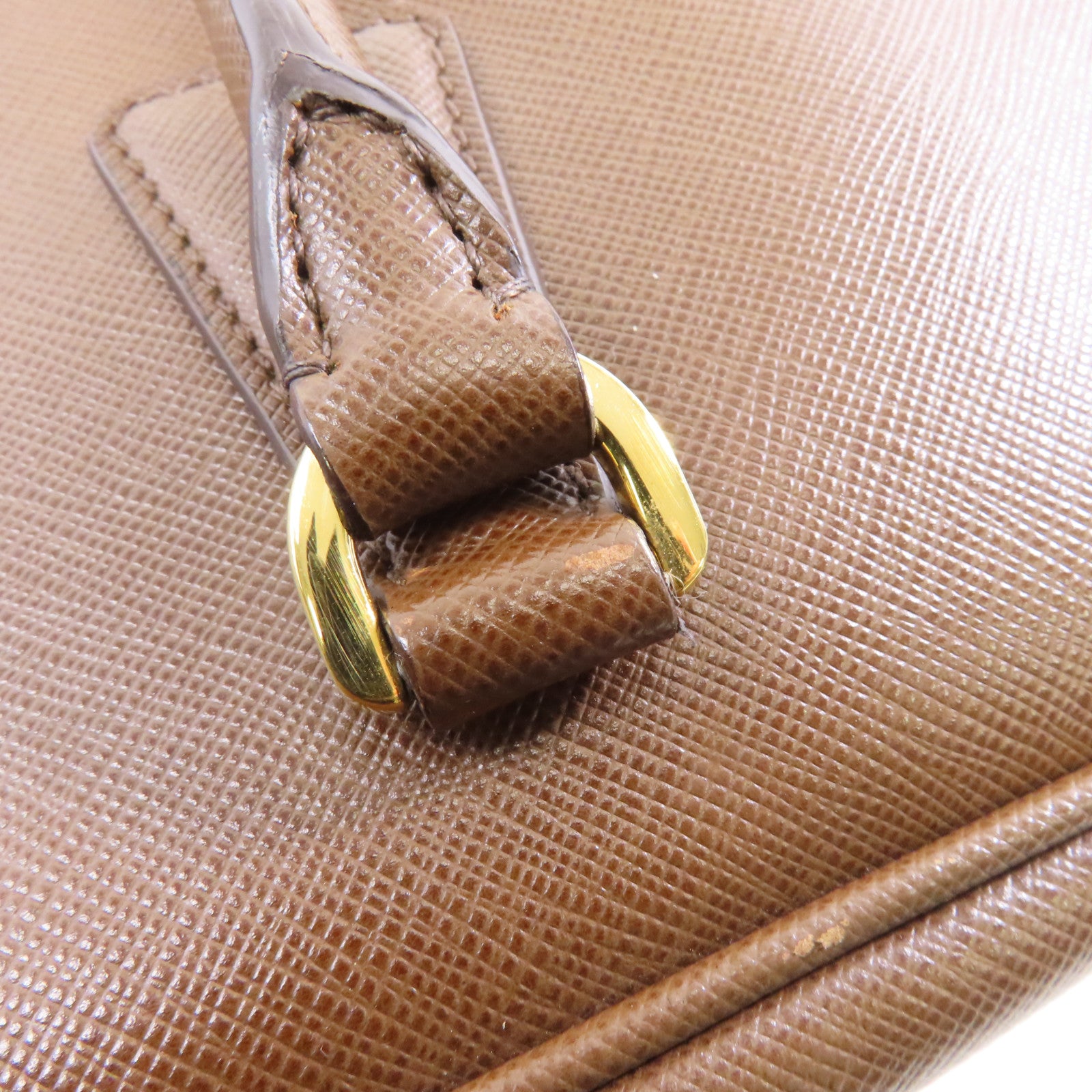 PRADA 牛皮皮革Shoulder Bag/Handbag金扣肩背袋/手挽袋啡色