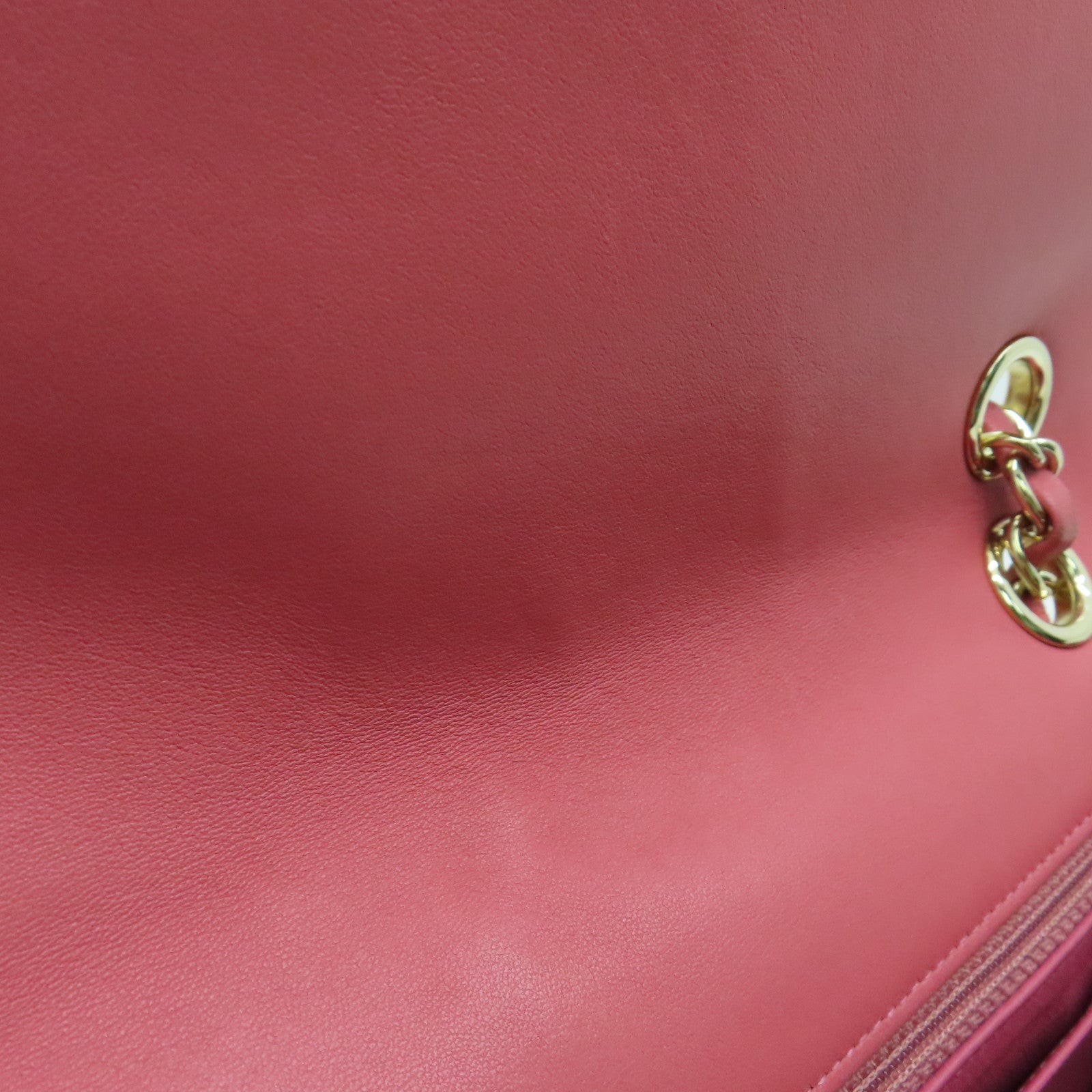 CHANEL 羊皮皮革Chain Shoulder链带肩背袋金扣粉红色