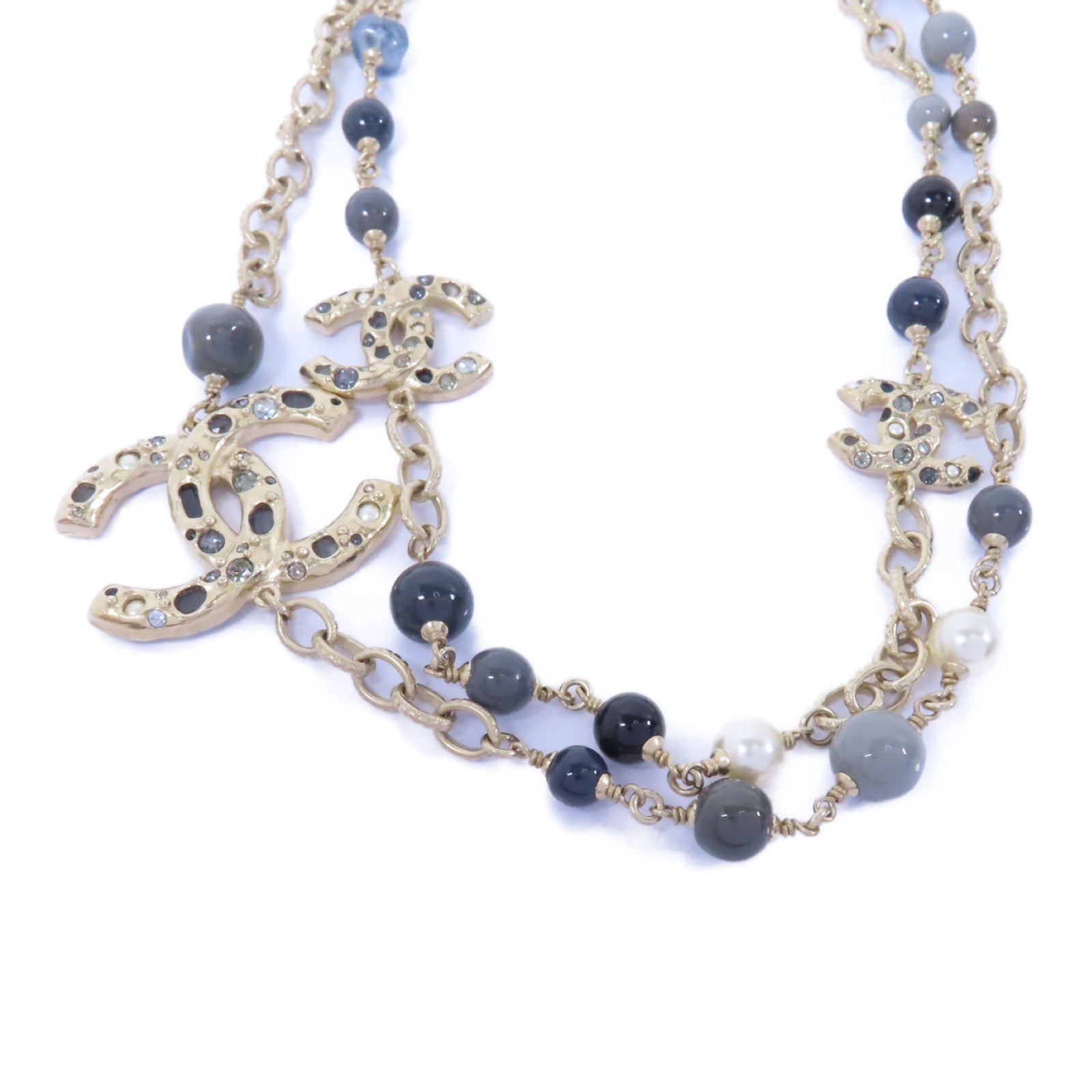 CHANEL 金屬Necklace項鍊金色/灰色