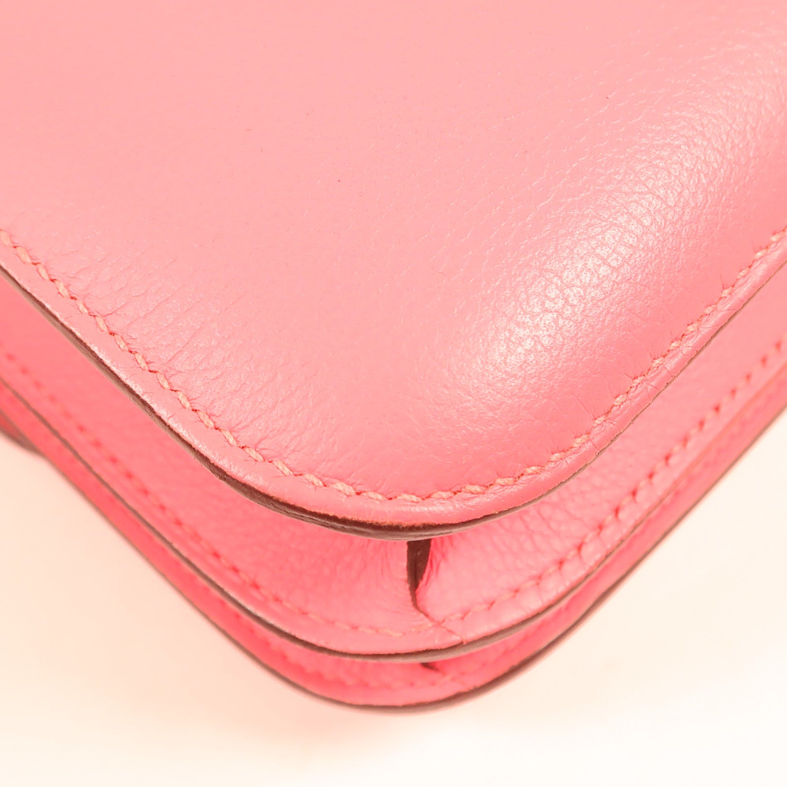 HERMES Evercolor皮革Constance Mini銀扣肩背袋Rose Azalea