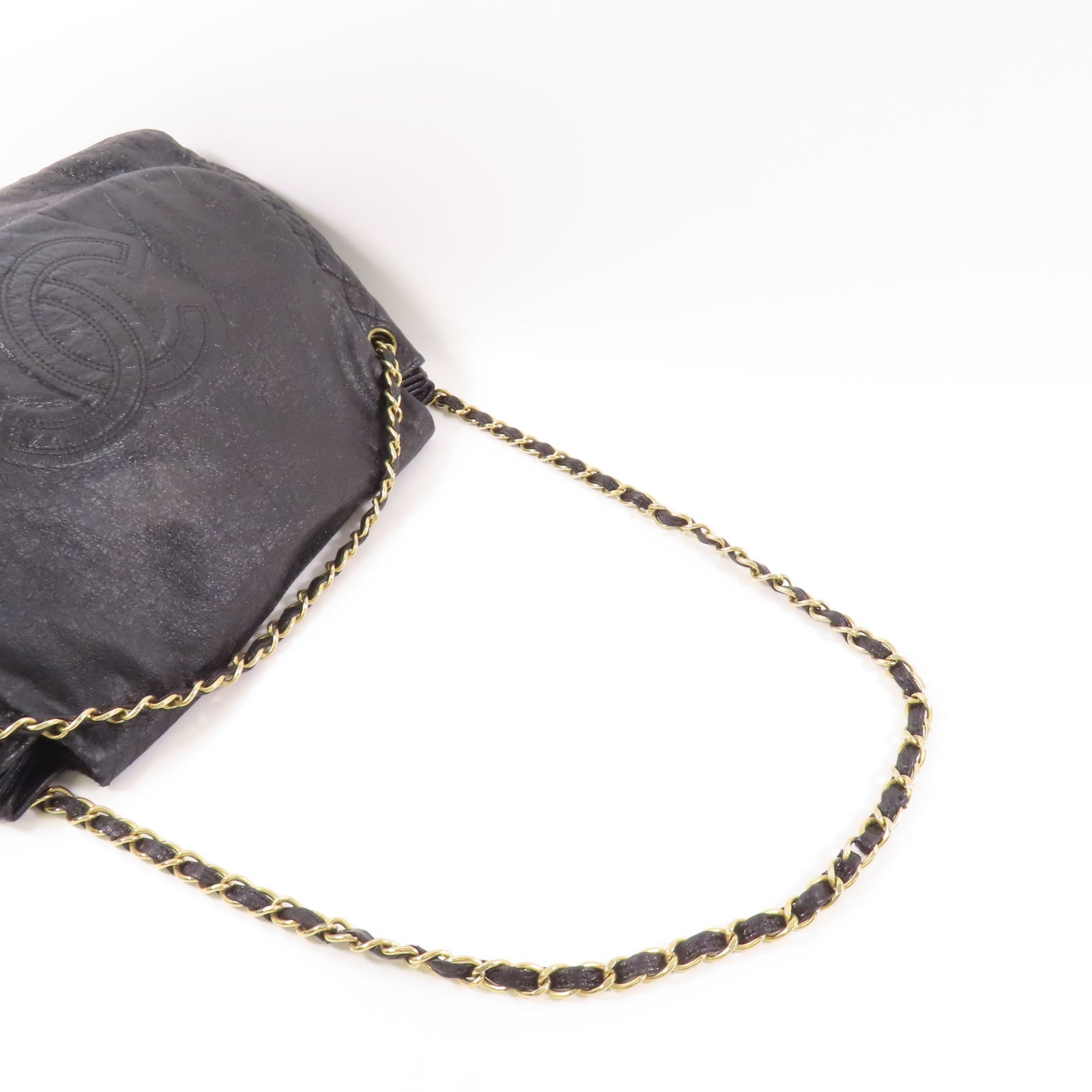 CHANEL 皮革Chain Shoulder金扣鏈帶肩背袋