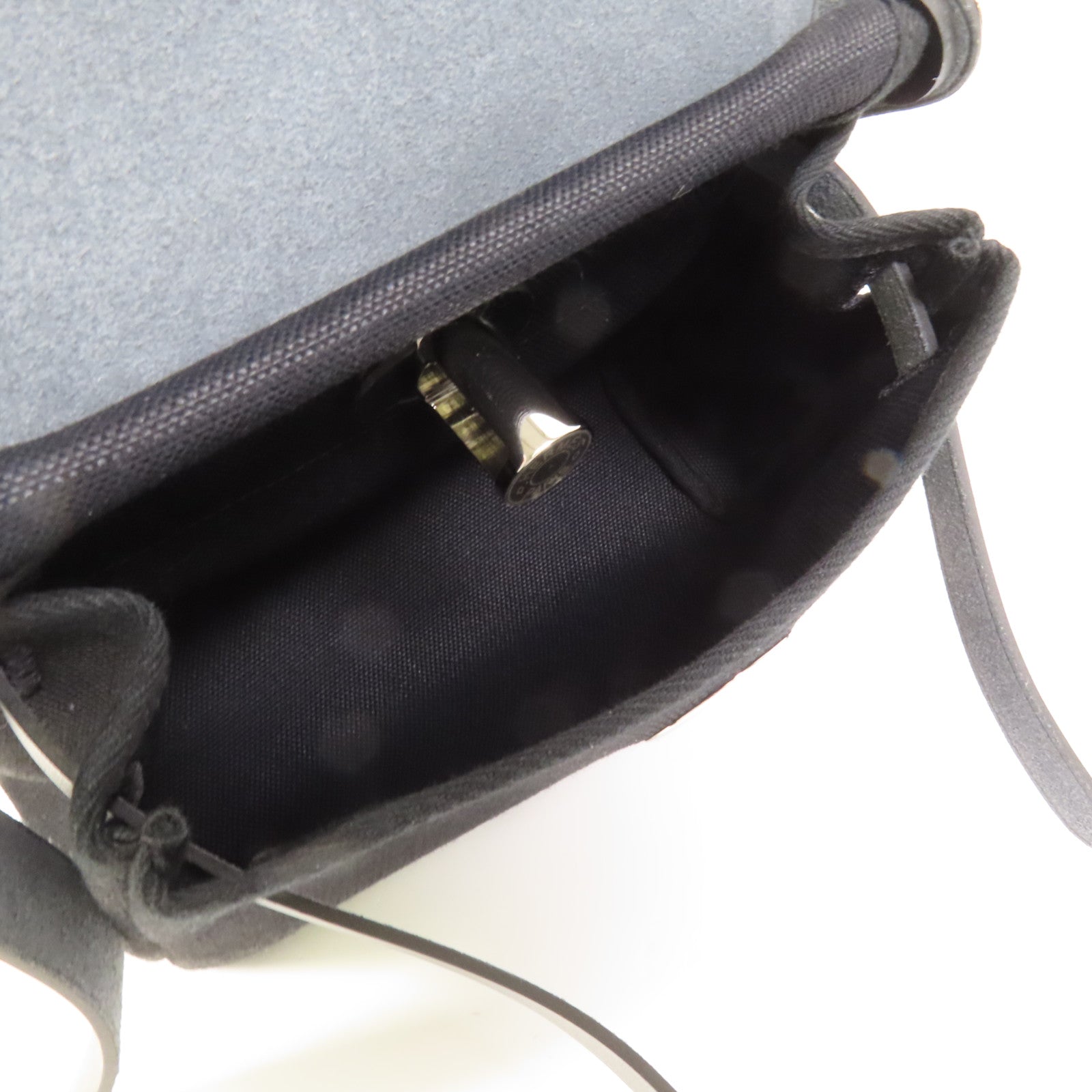 HERMES 帆布Mini Herbag銀扣肩背袋Noir