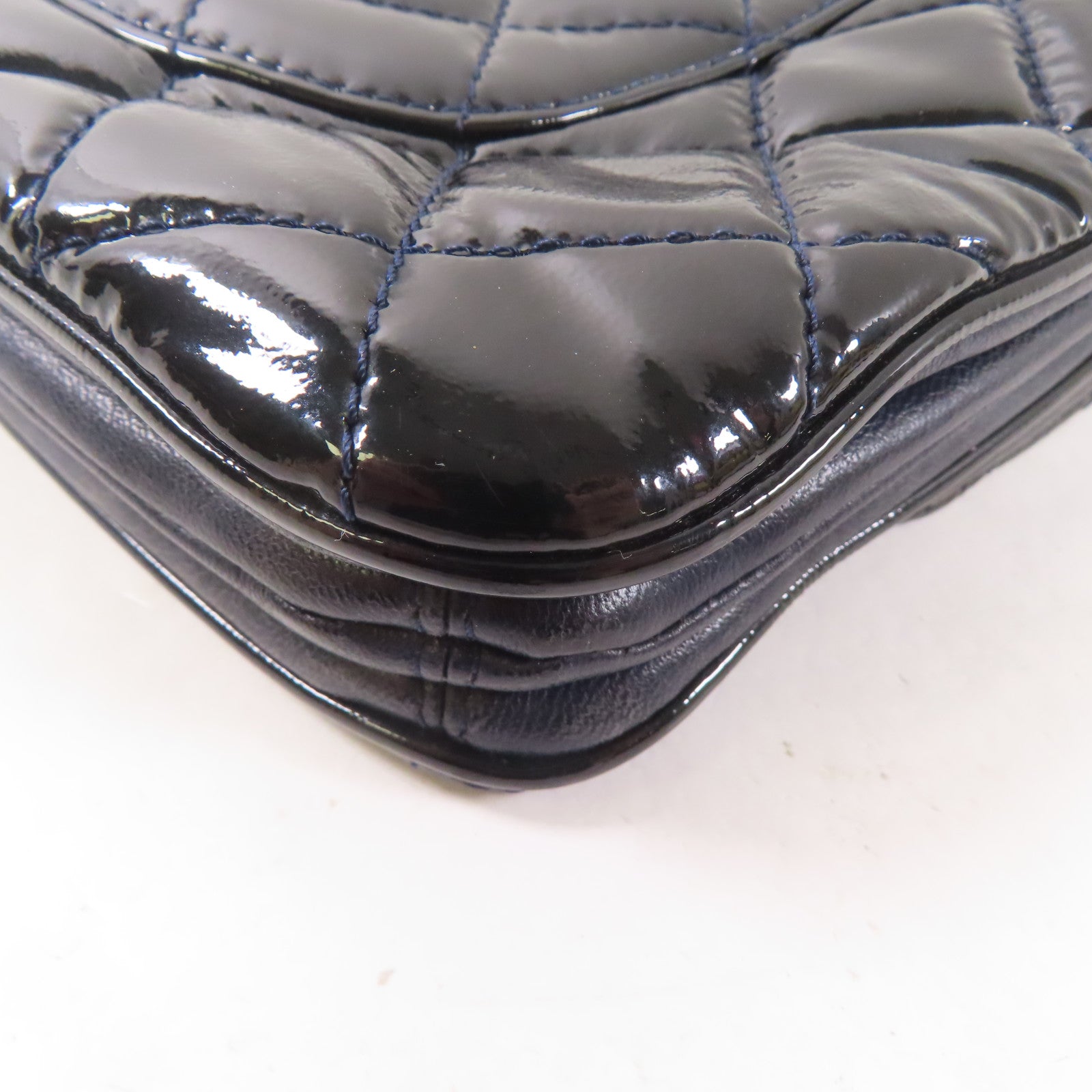 CHANEL 漆皮皮革Chain Shoulder Bag銀扣鏈帶肩背袋黑色