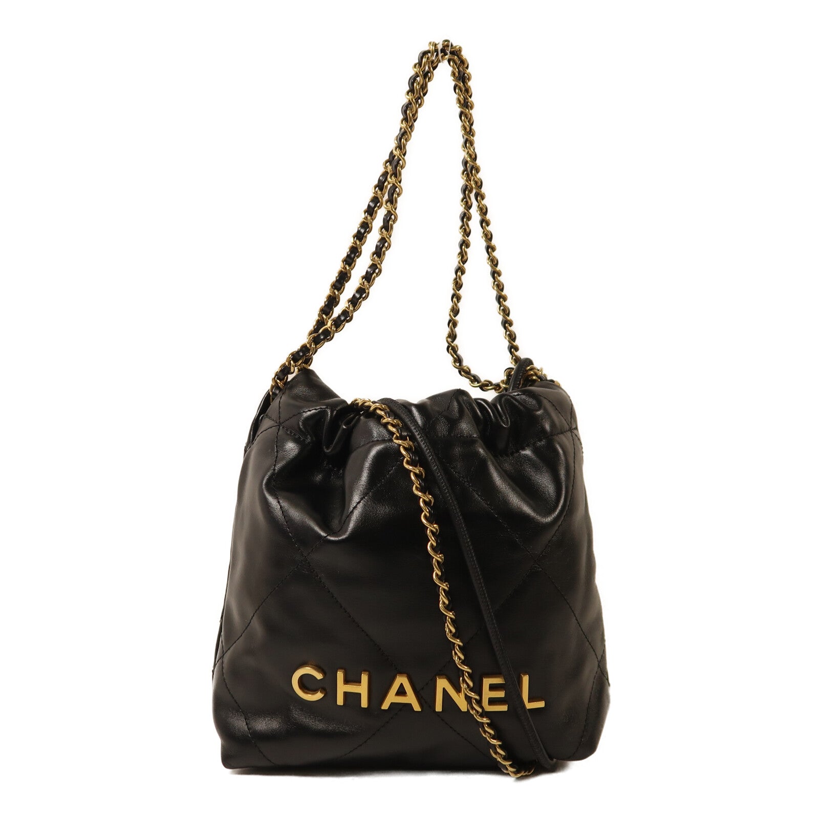 CHANEL 牛皮皮革Chanel Mini 22金扣鏈帶肩背袋