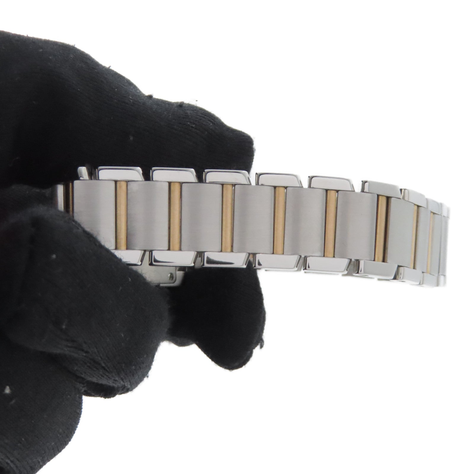 CARTIER Tank Francaise 160th Anniversary不鏽鋼/18K黃金手錶石英機芯粉紅色