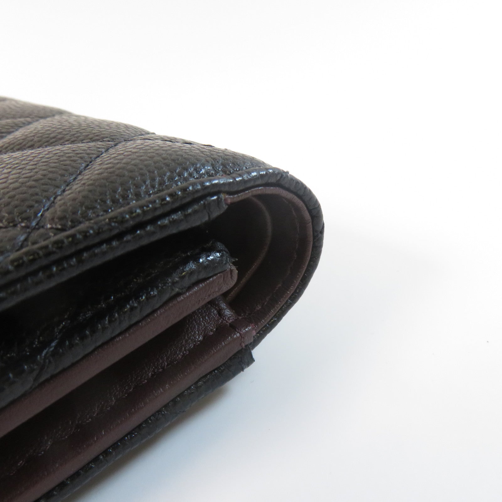 CHANEL 菱格Caviar皮革Wallet金扣錢包黑色