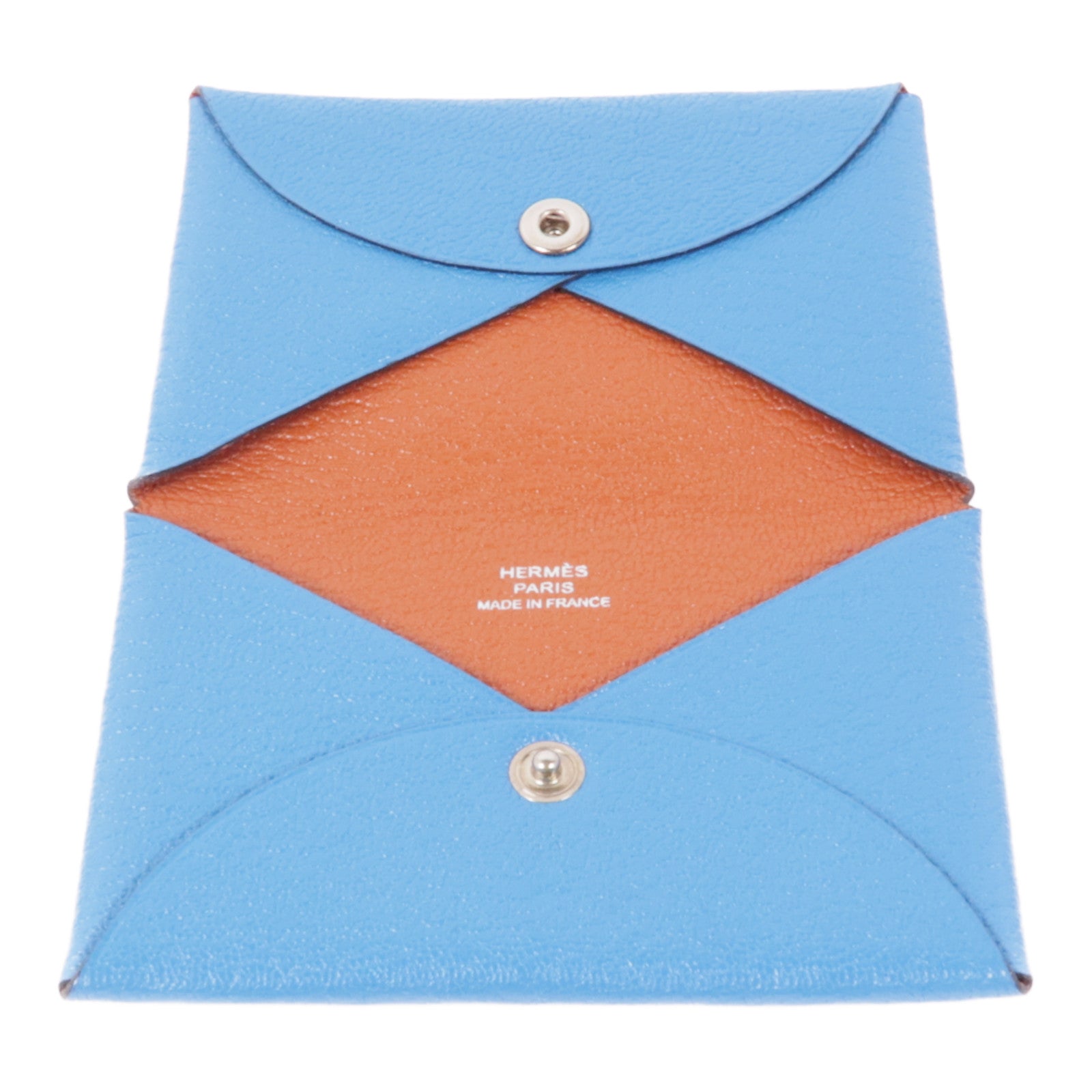 HERMES Mysore皮革Calvi Card Case銀扣卡片套