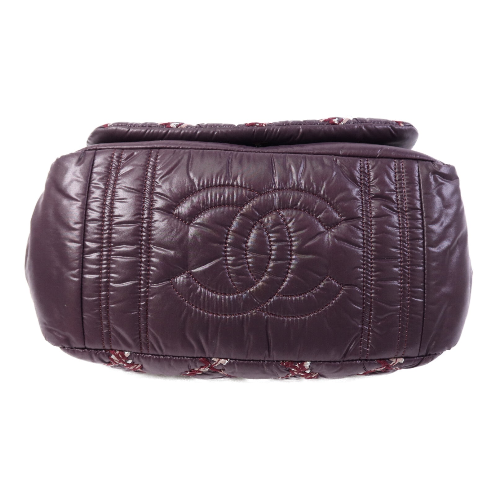 CHANEL 尼龍Chain Shoulder Bag銀扣鏈帶肩背袋