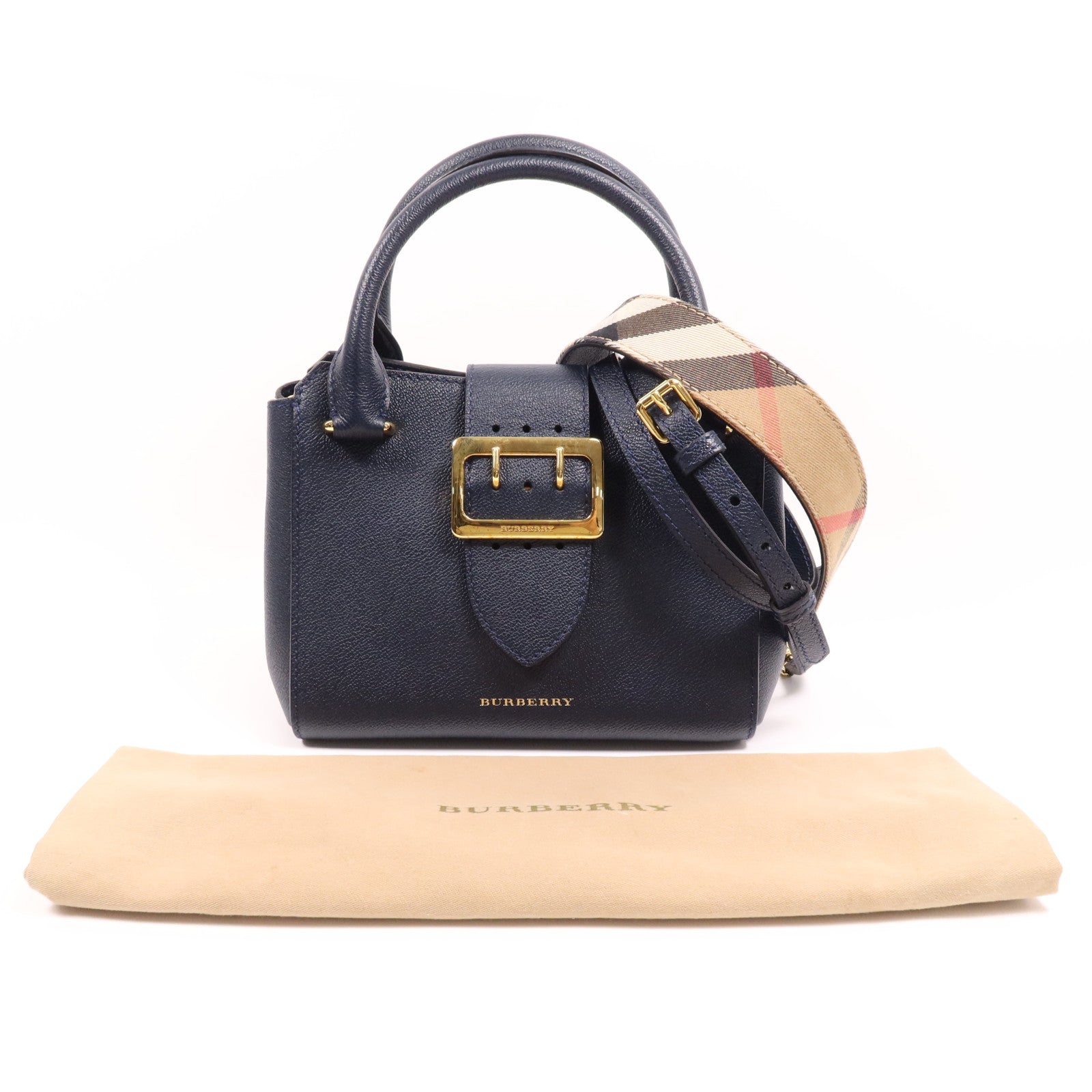 BURBERRY 牛皮皮革2Way Shoulder金扣手挽肩背兩用袋