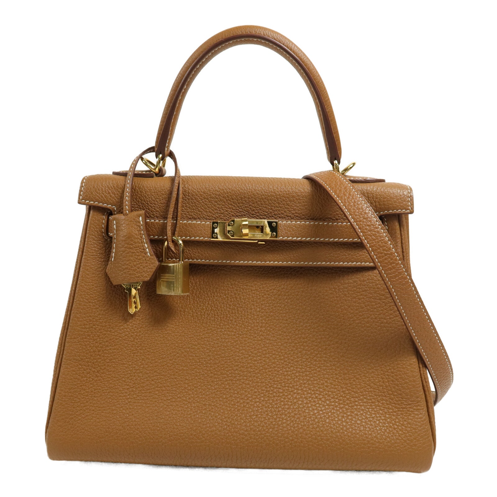 HERMES Clemence皮革Kelly 25手挽肩背兩用袋Gold