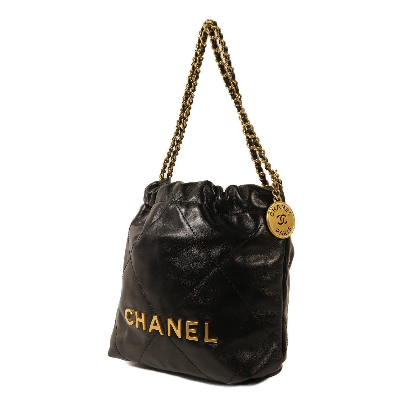 CHANEL 牛皮皮革Chanel Mini 22金扣鏈帶肩背袋