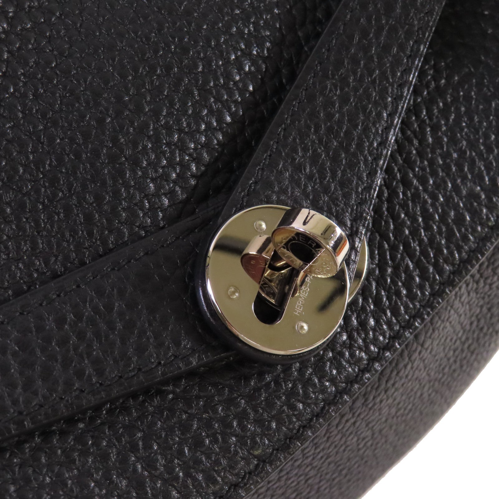 HERMES 【激減優惠】Clemence皮革Lindy 34 Shoulder Bag銀扣肩背袋黑色
