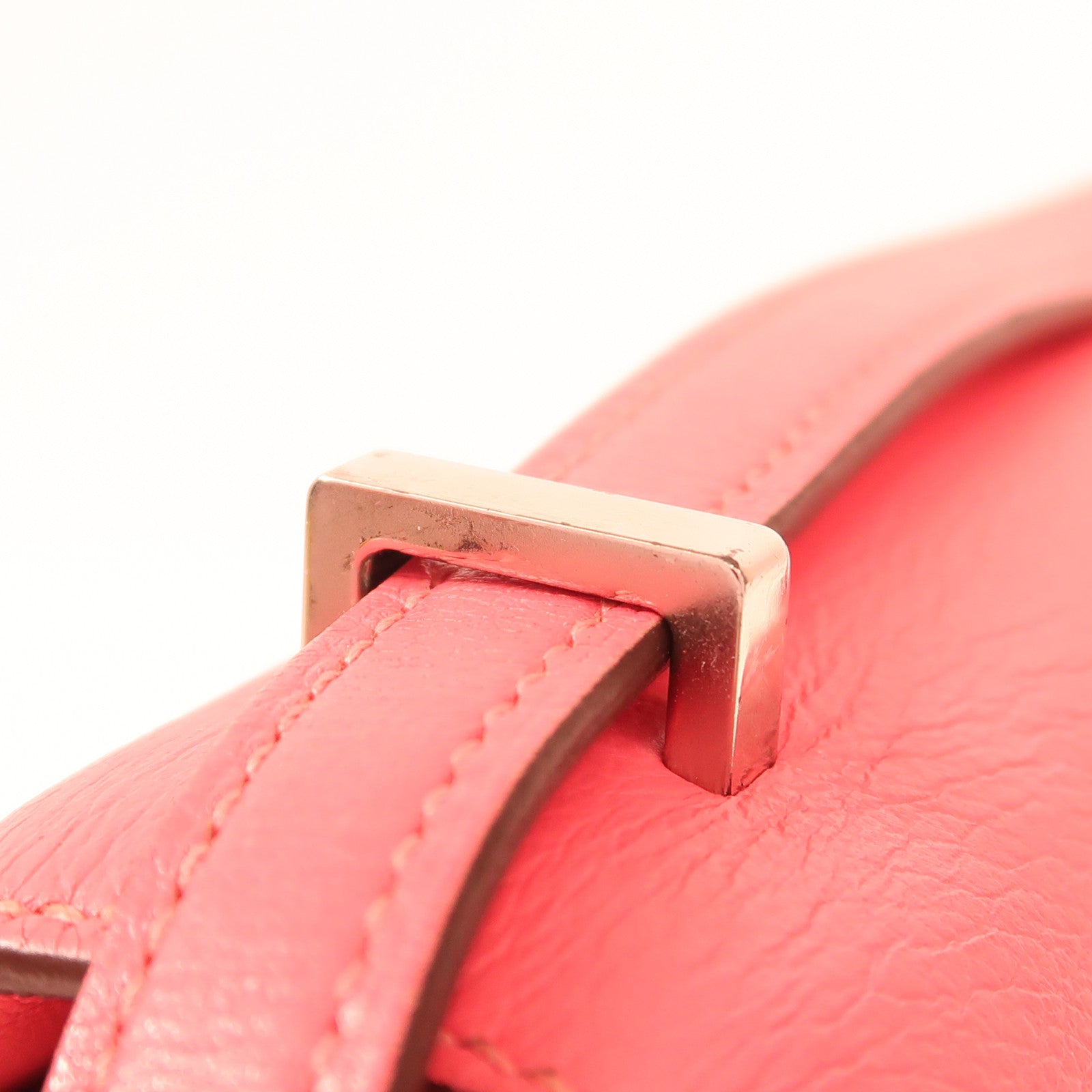HERMES Evercolor皮革Constance Mini銀扣肩背袋Rose Azalea