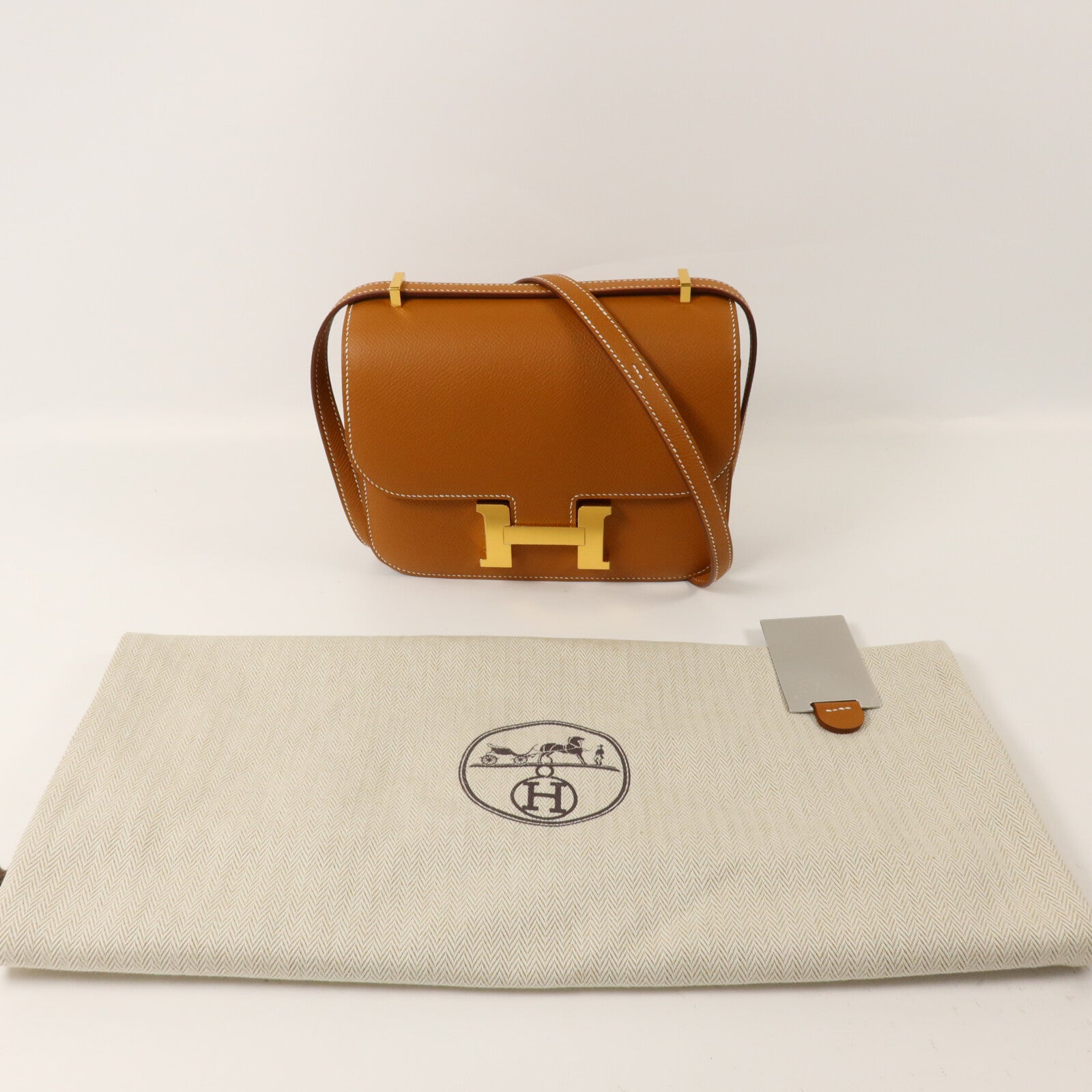 HERMES Epsom皮革Constance Mini肩背袋Gold