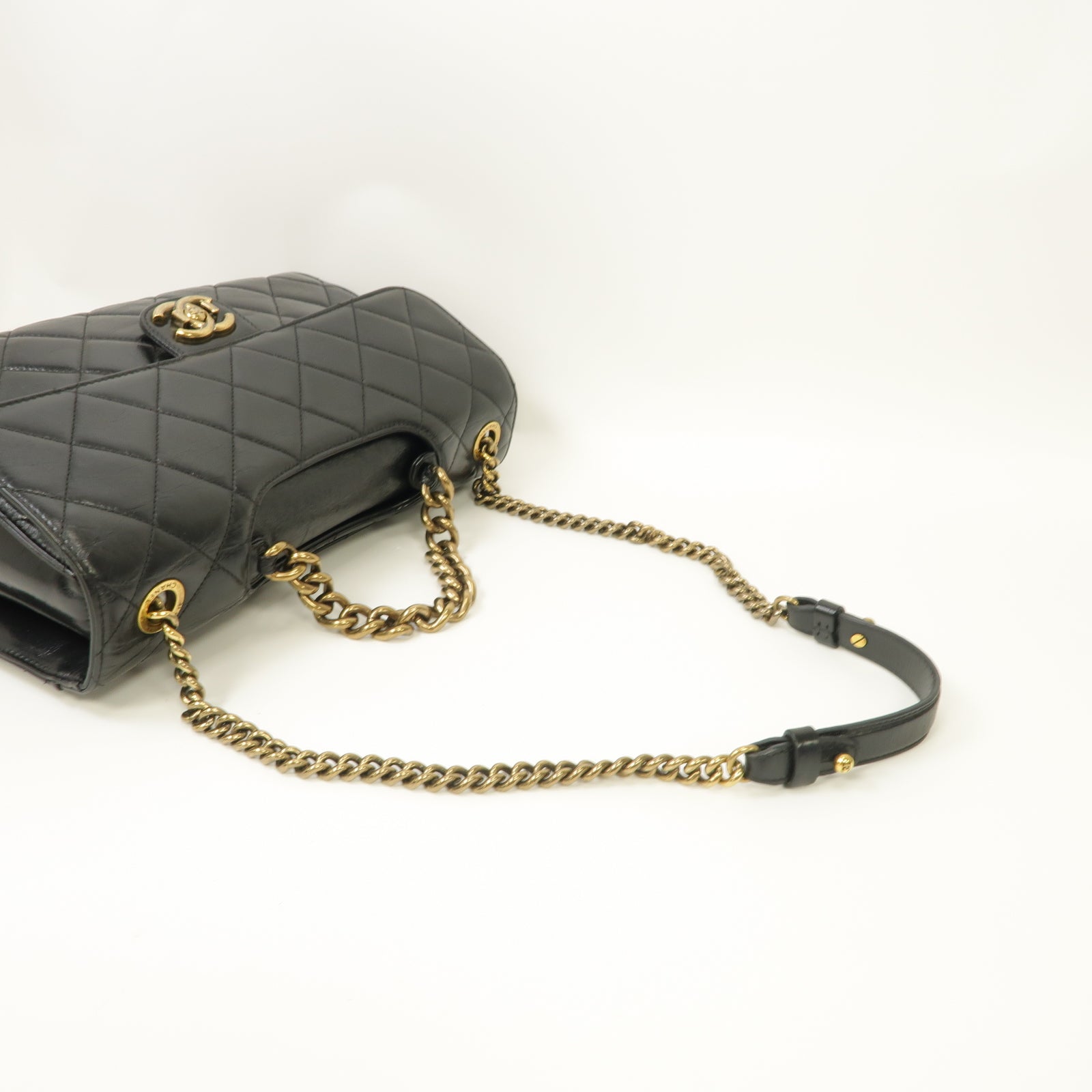 CHANEL 菱格牛皮皮革2way Shoulder Bag金扣手挽肩背兩用袋