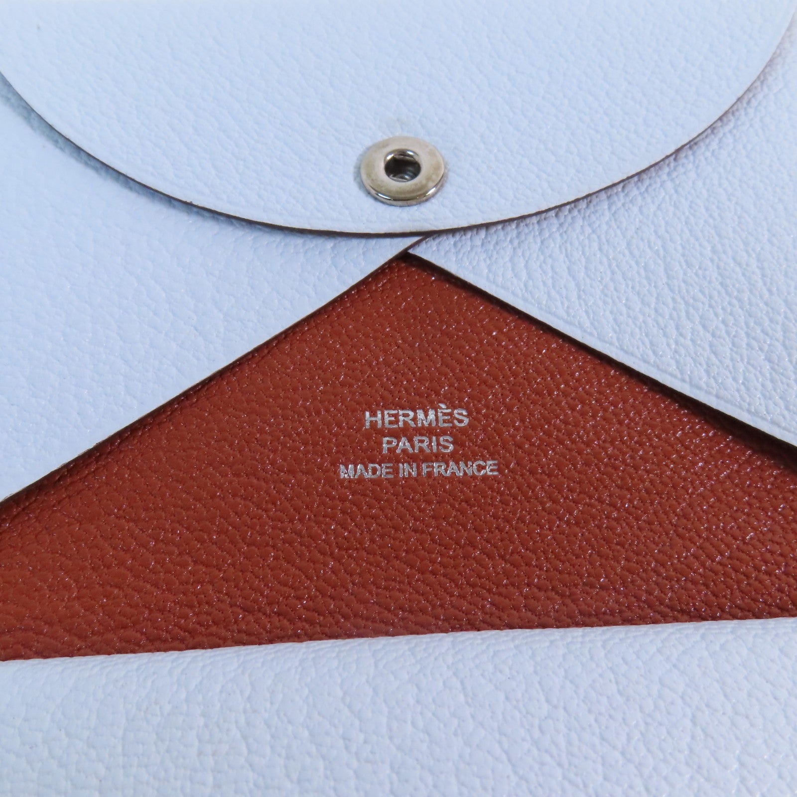 HERMES Chevr皮革Calvi Duo Card Case銀扣卡套