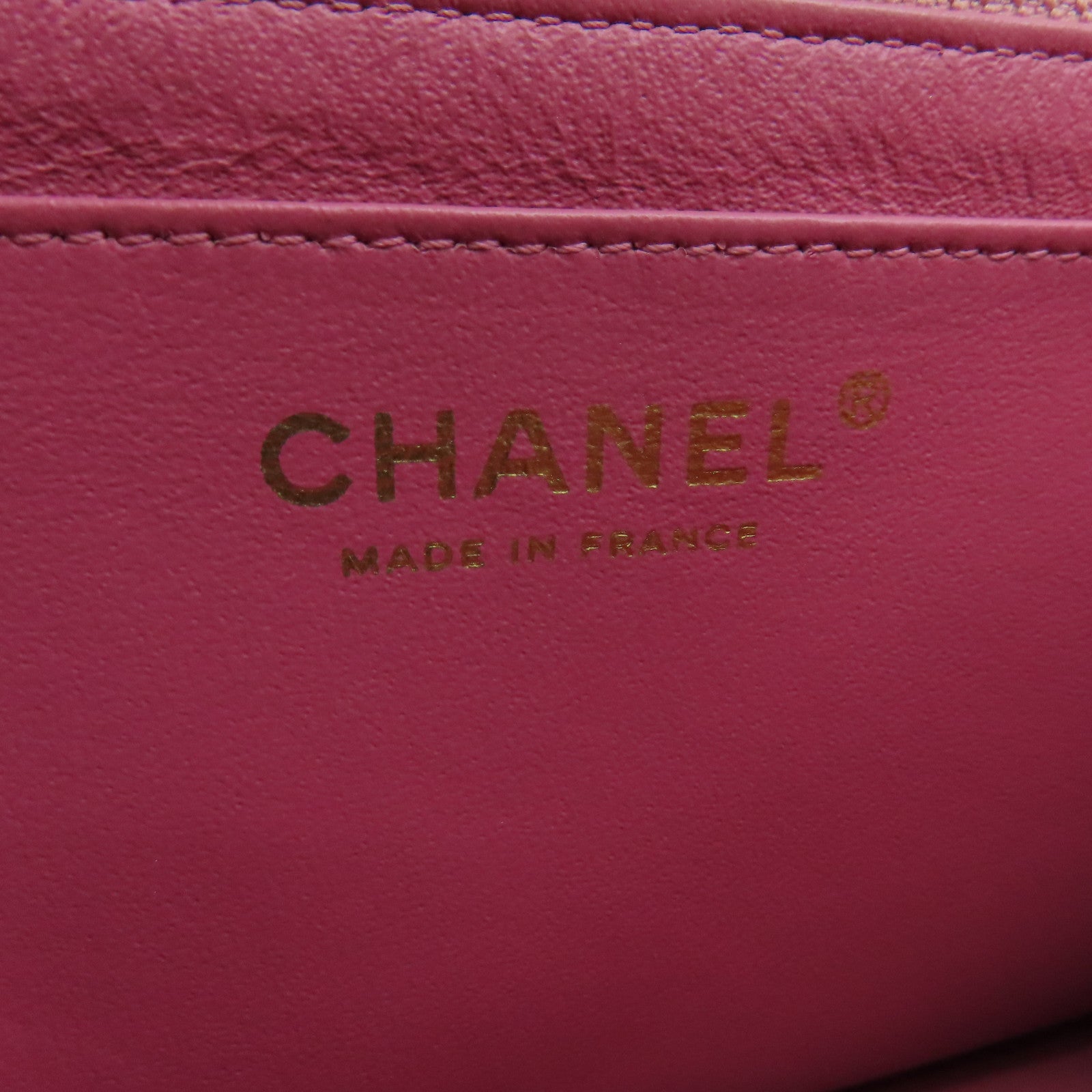 CHANEL 羊皮皮革Chain Shoulder链带肩背袋金扣粉红色