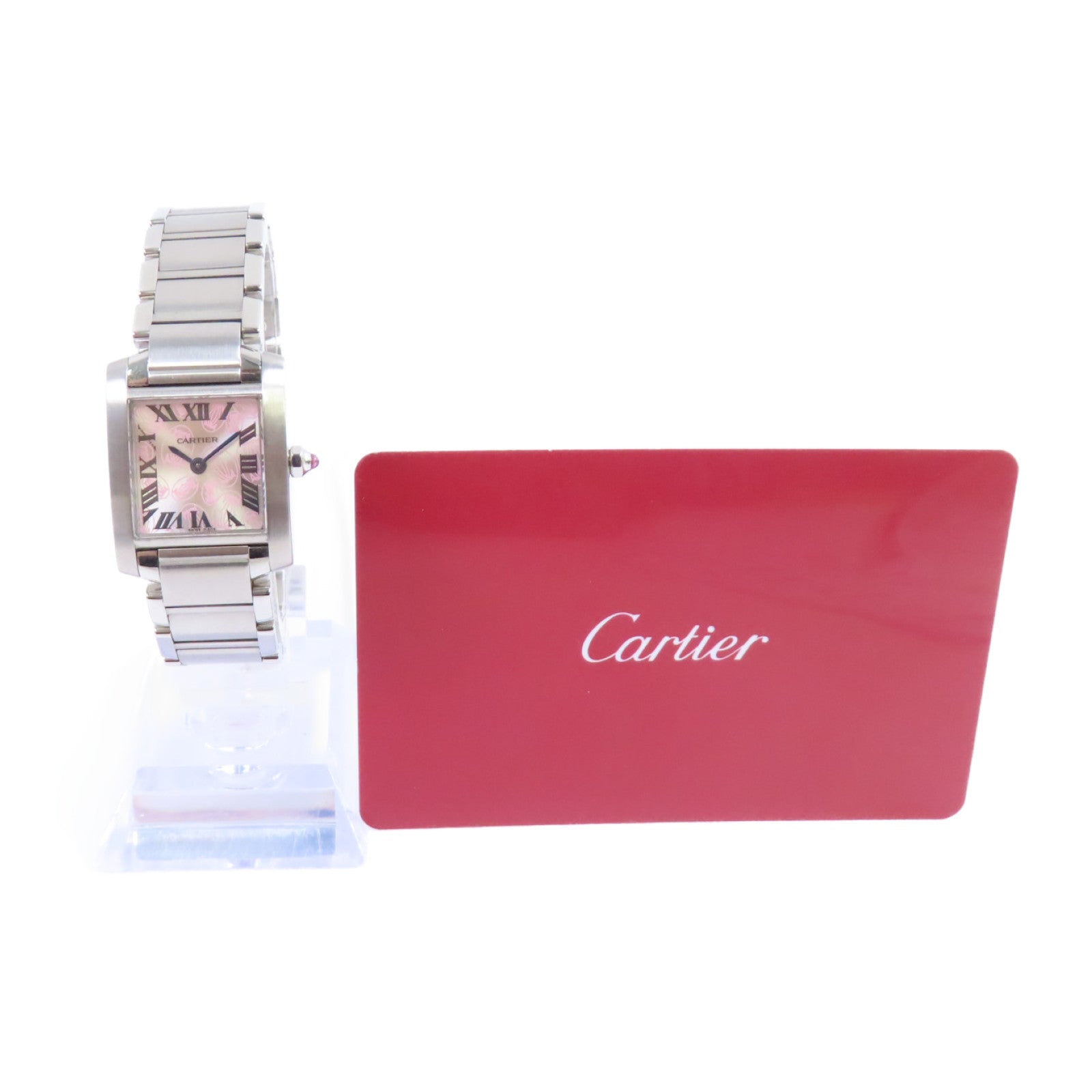 CARTIER Tank Francaise Happy Birthday SM Watch不鏽鋼石英機芯手錶粉紅色