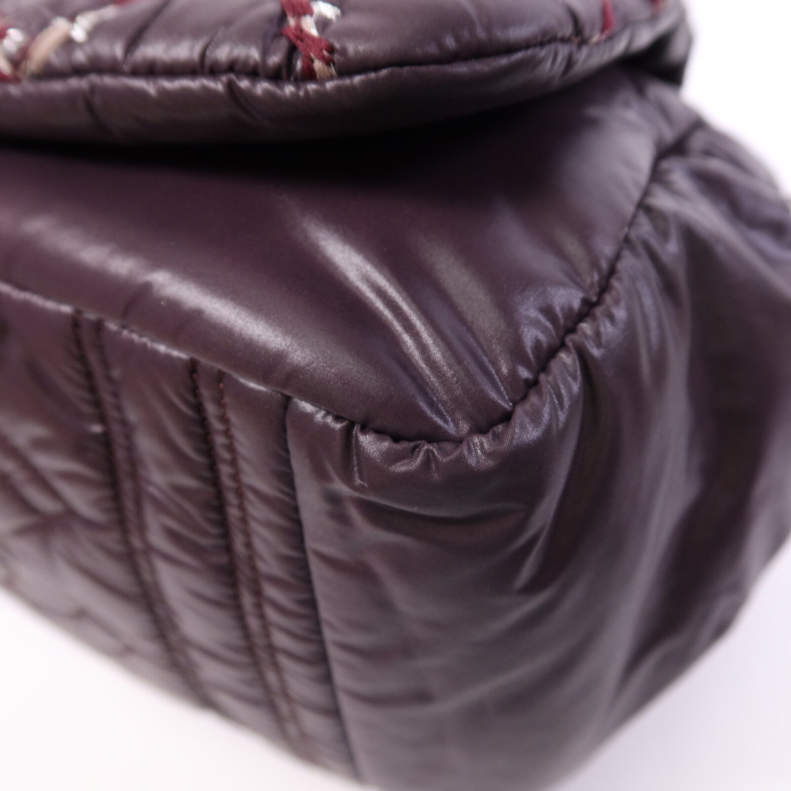 CHANEL 尼龍Chain Shoulder Bag銀扣鏈帶肩背袋