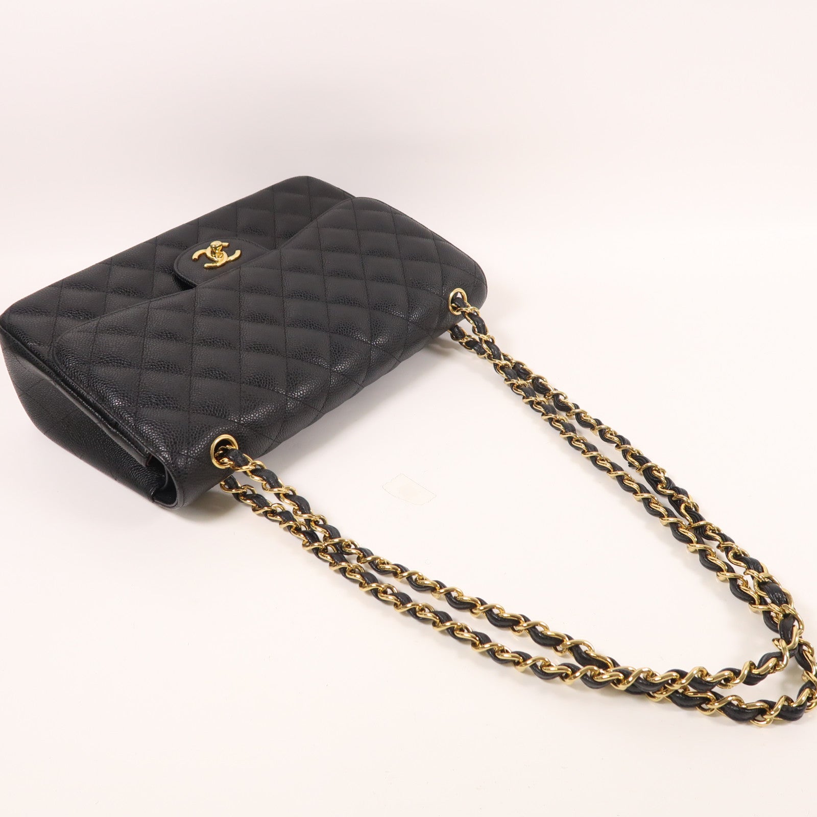 CHANEL 牛皮皮革Large Classic金扣鏈帶肩背袋