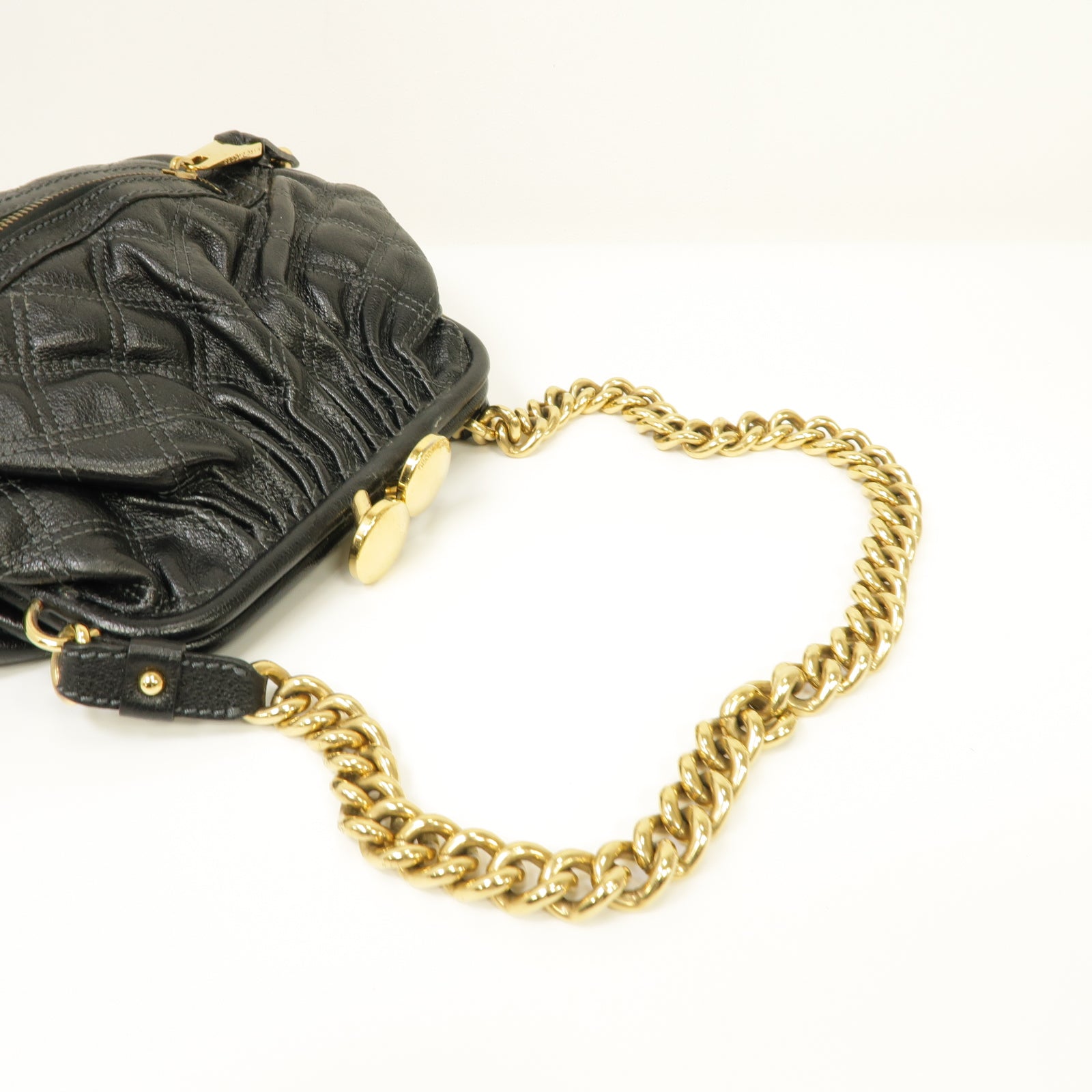 MARC JACOBS 牛皮皮革Shoulder Bag金扣鏈帶肩背袋黒色