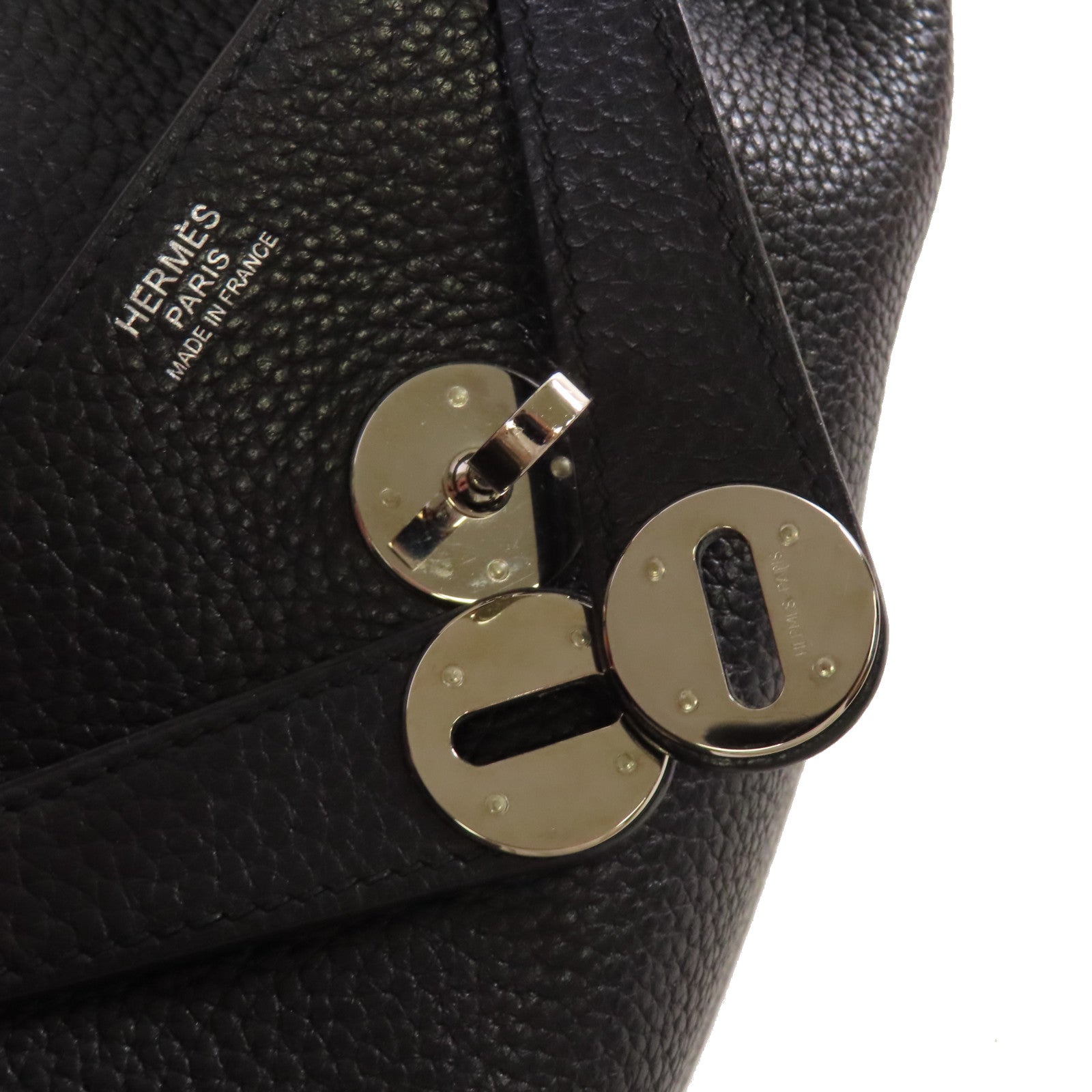 HERMES 【激減優惠】Clemence皮革Lindy 34 Shoulder Bag銀扣肩背袋黑色