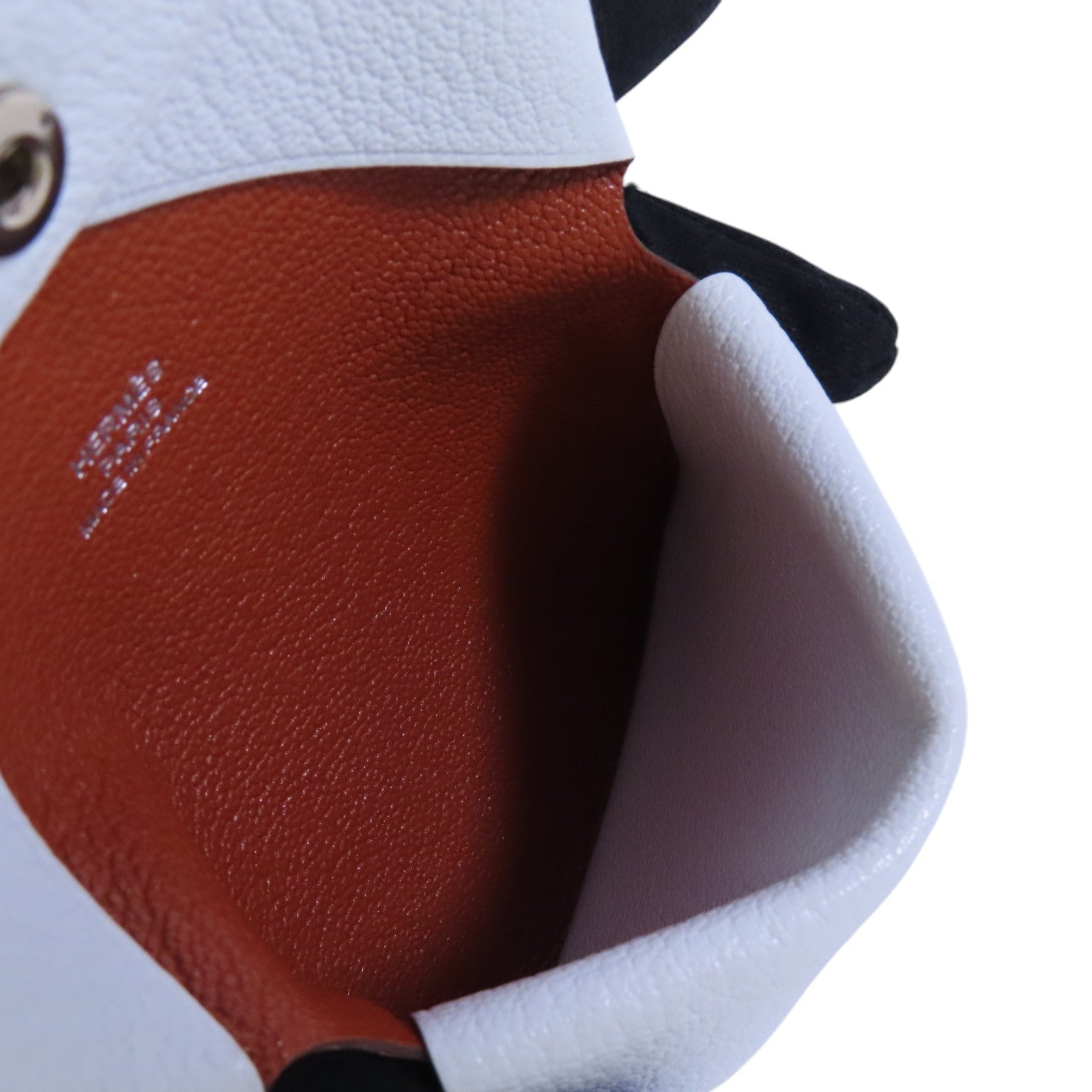 HERMES Chevr皮革Calvi Duo Card Case銀扣卡套