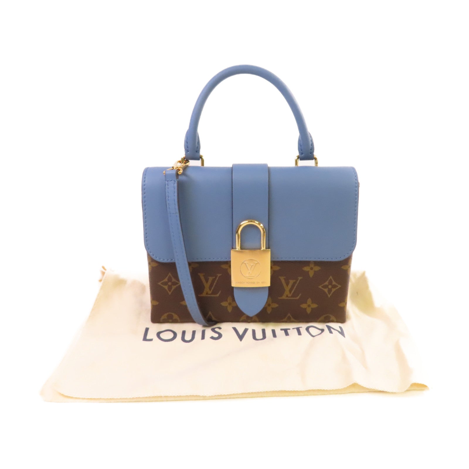 LOUIS VUITTON Monogram Locky BB 2Way Shoulder Bag金扣手挽肩背兩用袋啡色/藍色