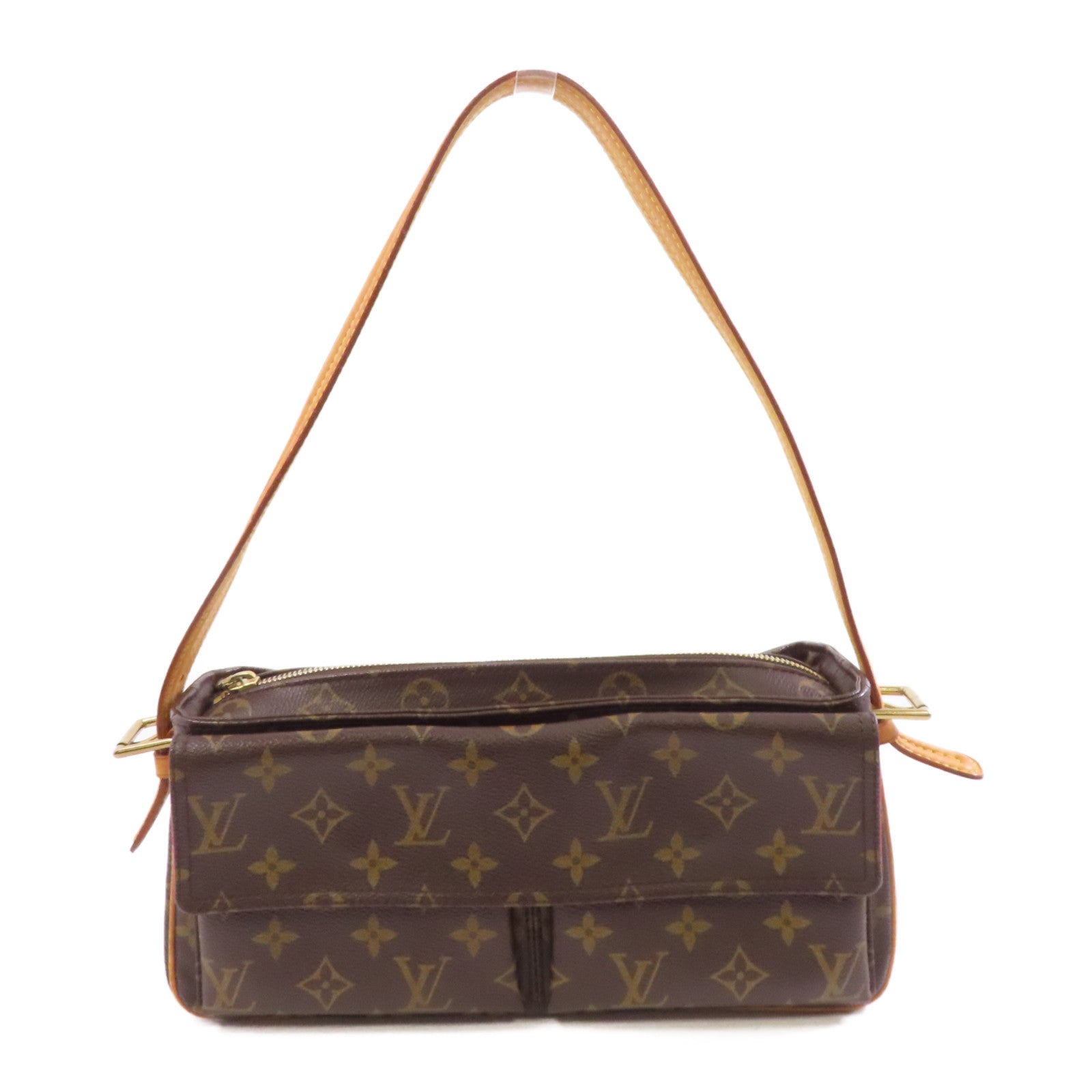 LOUIS VUITTON Monogram Viva Cite MM金扣肩背袋啡色