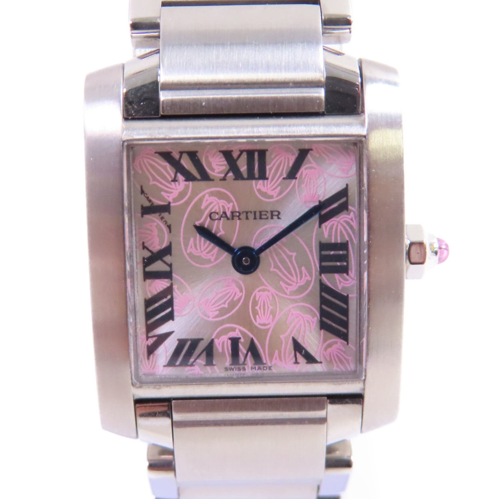 CARTIER Tank Francaise Happy Birthday SM Watch不鏽鋼石英機芯手錶粉紅色