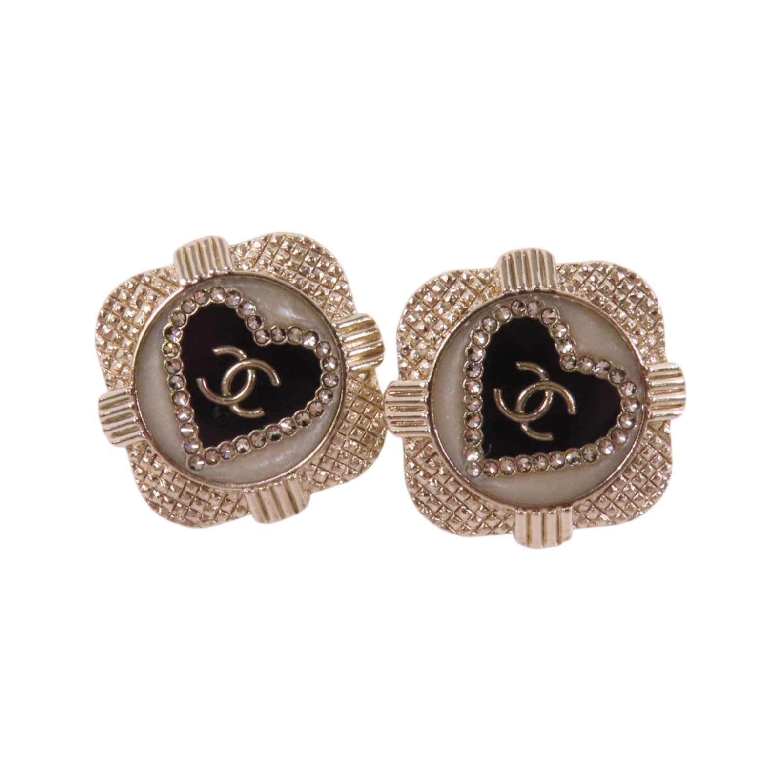 CHANEL 金屬/水鑽/PVC Earrings金扣耳環